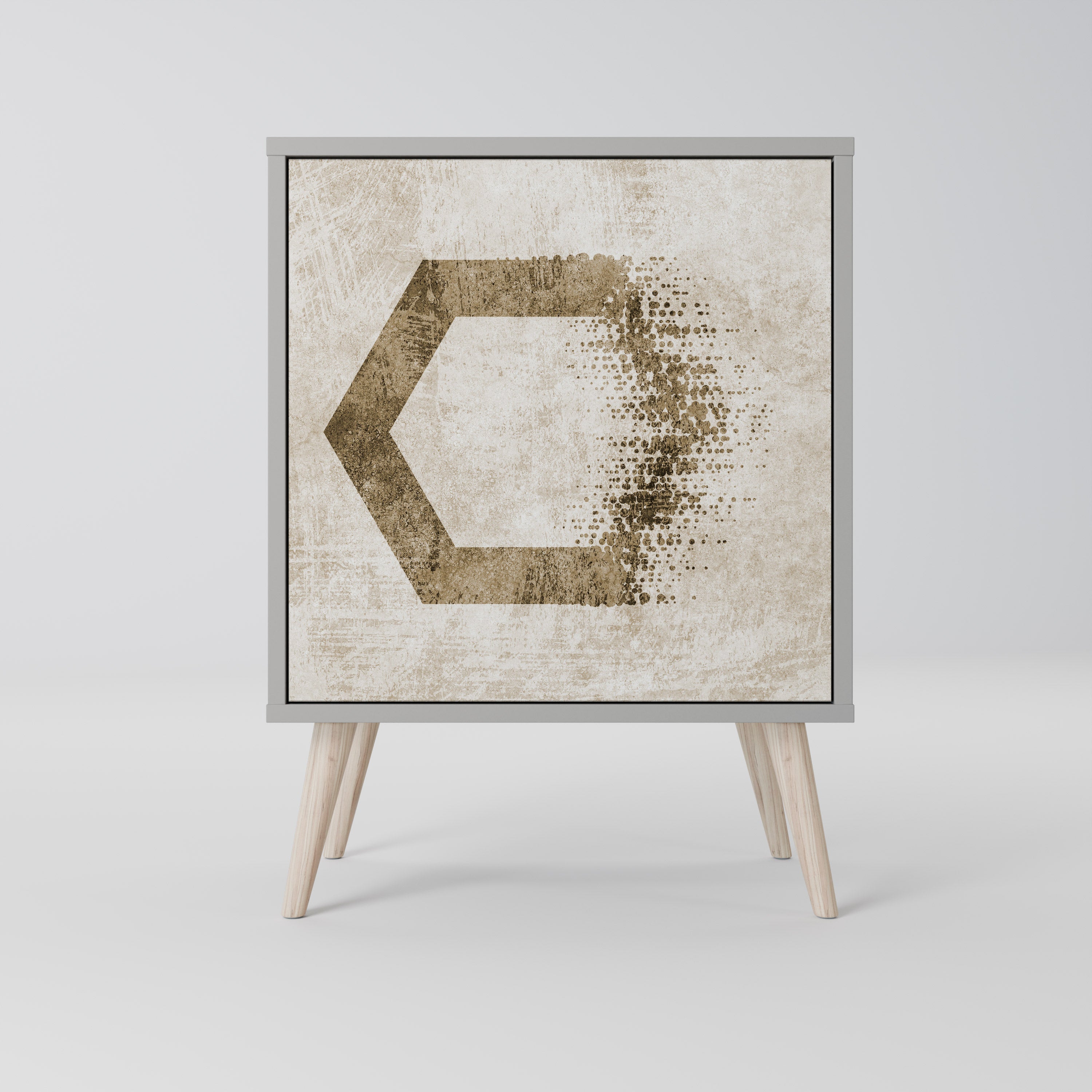 HEXAGONAL SHAPES Aparador de 1 Porta em Acabamento Cinzento