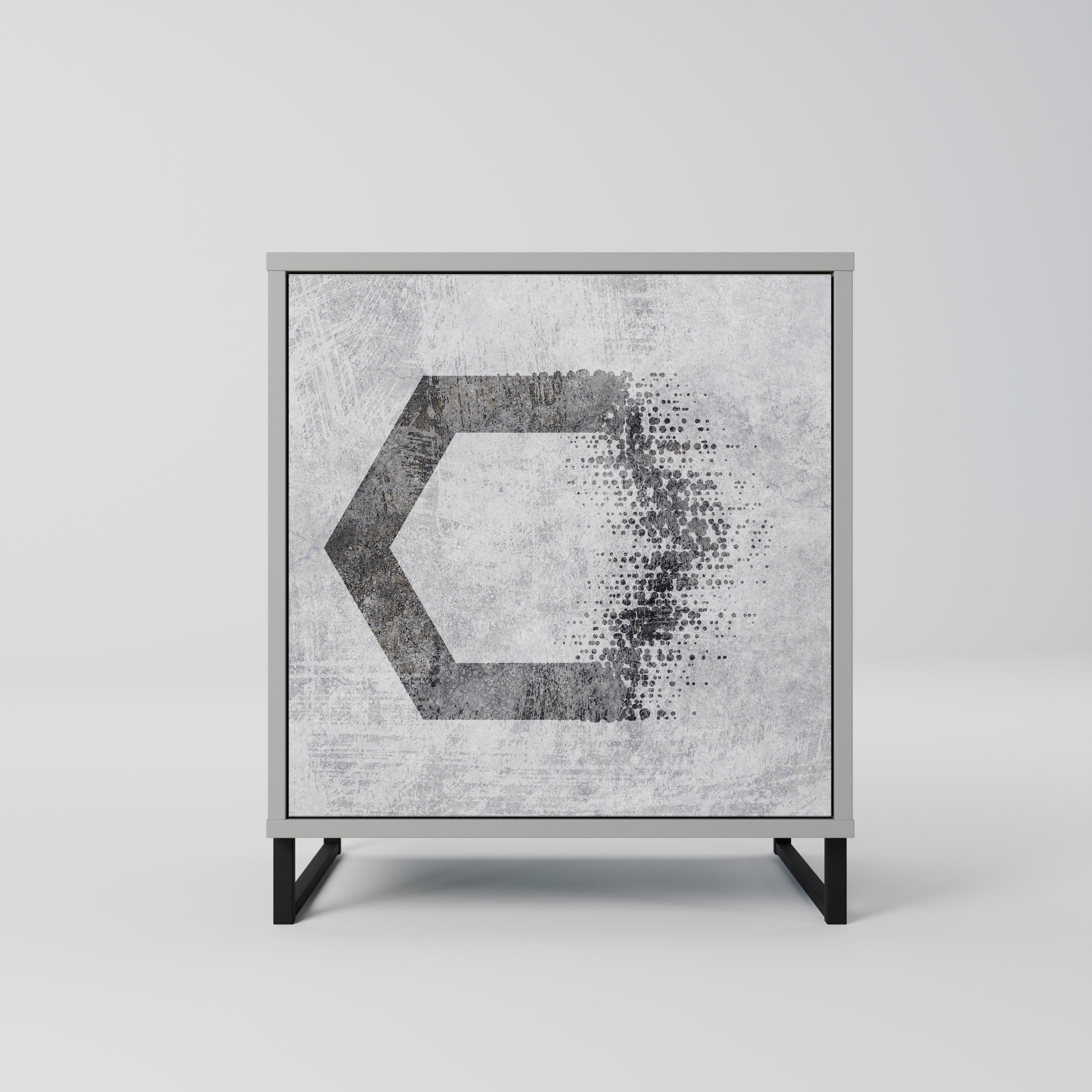 HEXAGONAL FIGURES Aparador de 1 Porta em Acabamento Cinzento