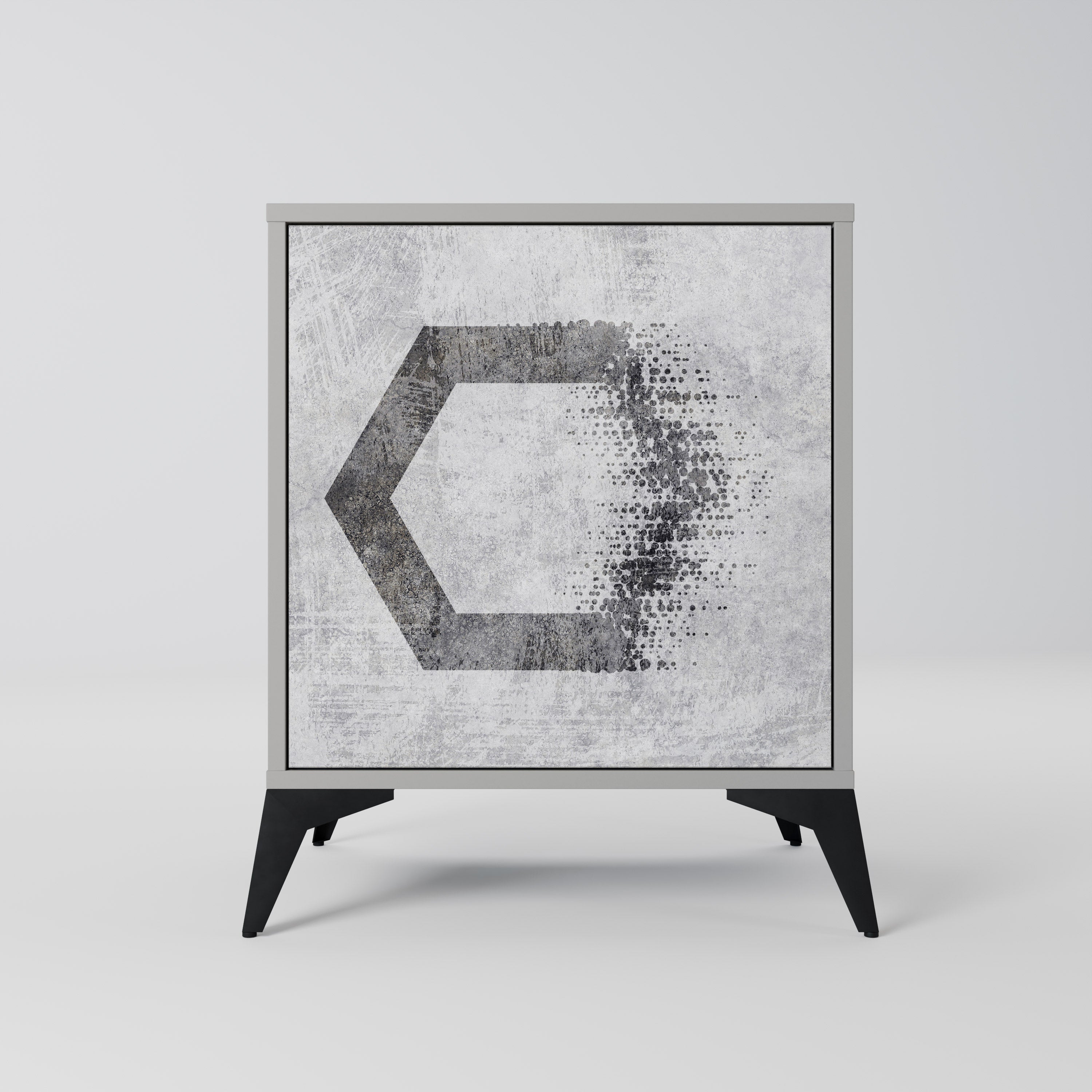 HEXAGONAL FIGURES Aparador de 1 Porta em Acabamento Cinzento