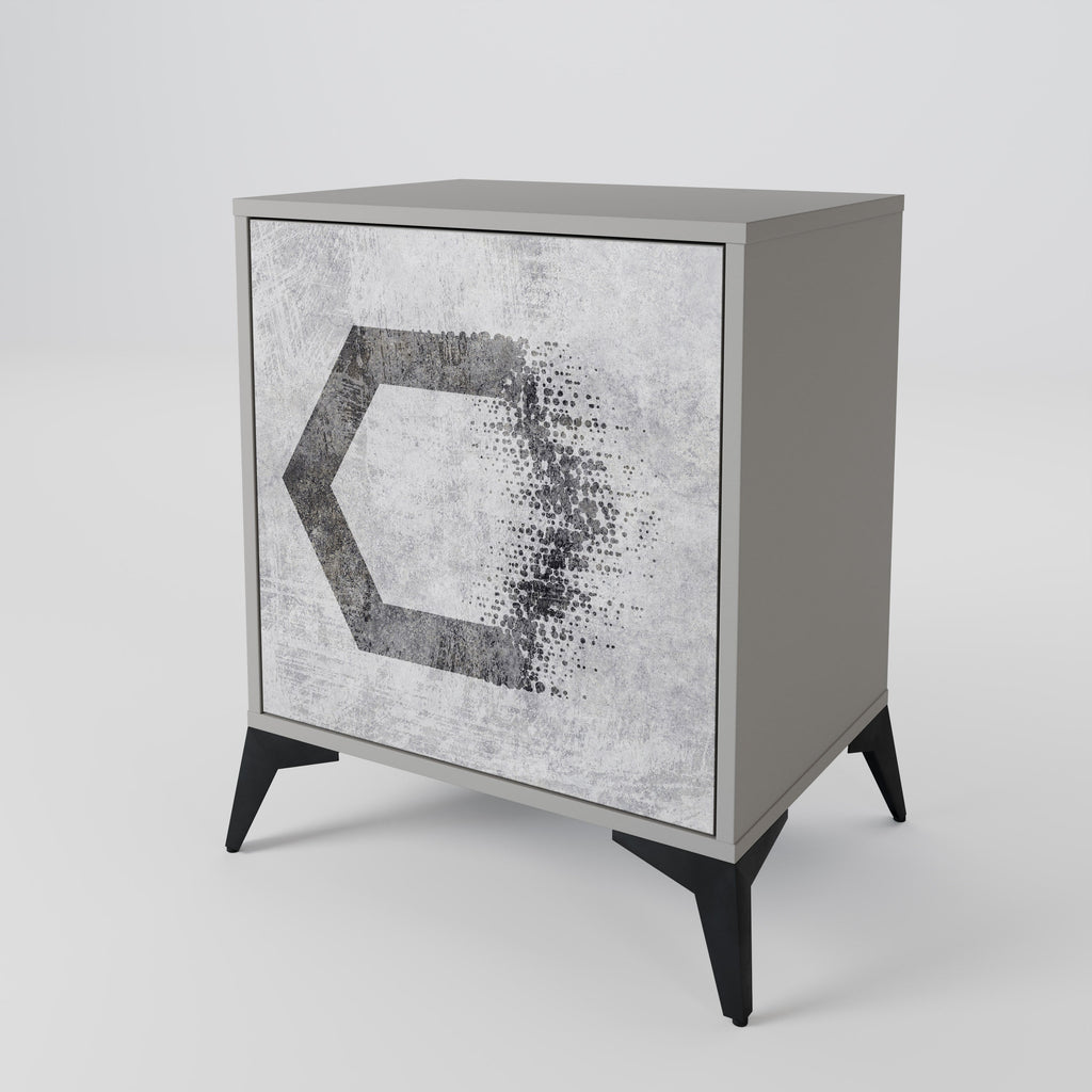 HEXAGONAL FIGURES 1-Door Sideboard in Grey Finish