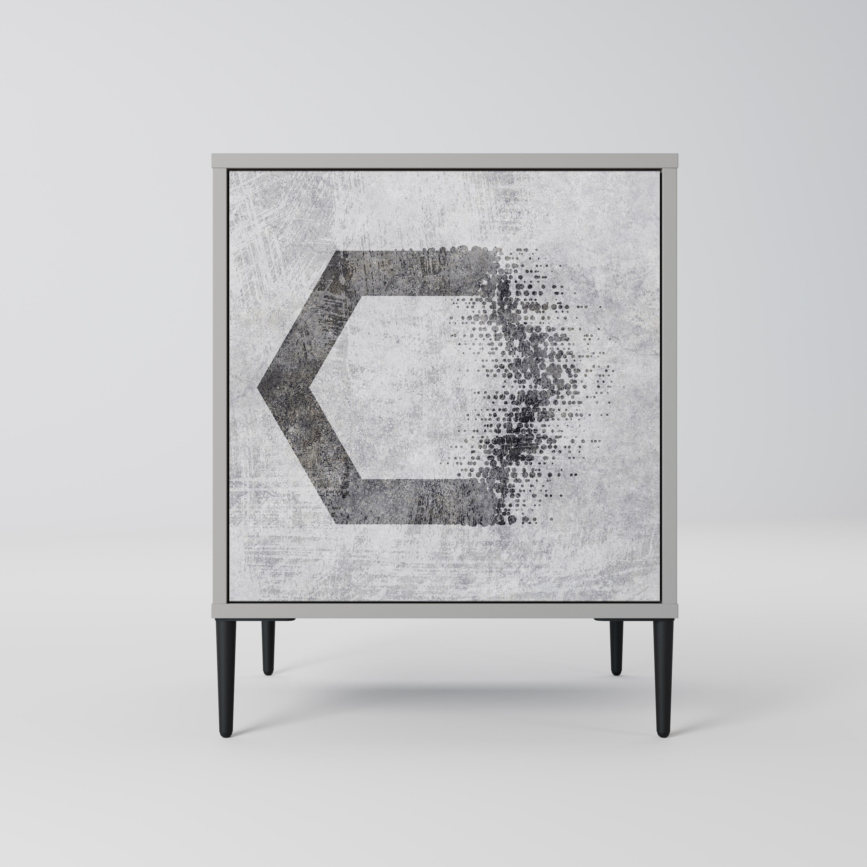 HEXAGONAL FIGURES Aparador de 1 Porta em Acabamento Cinzento