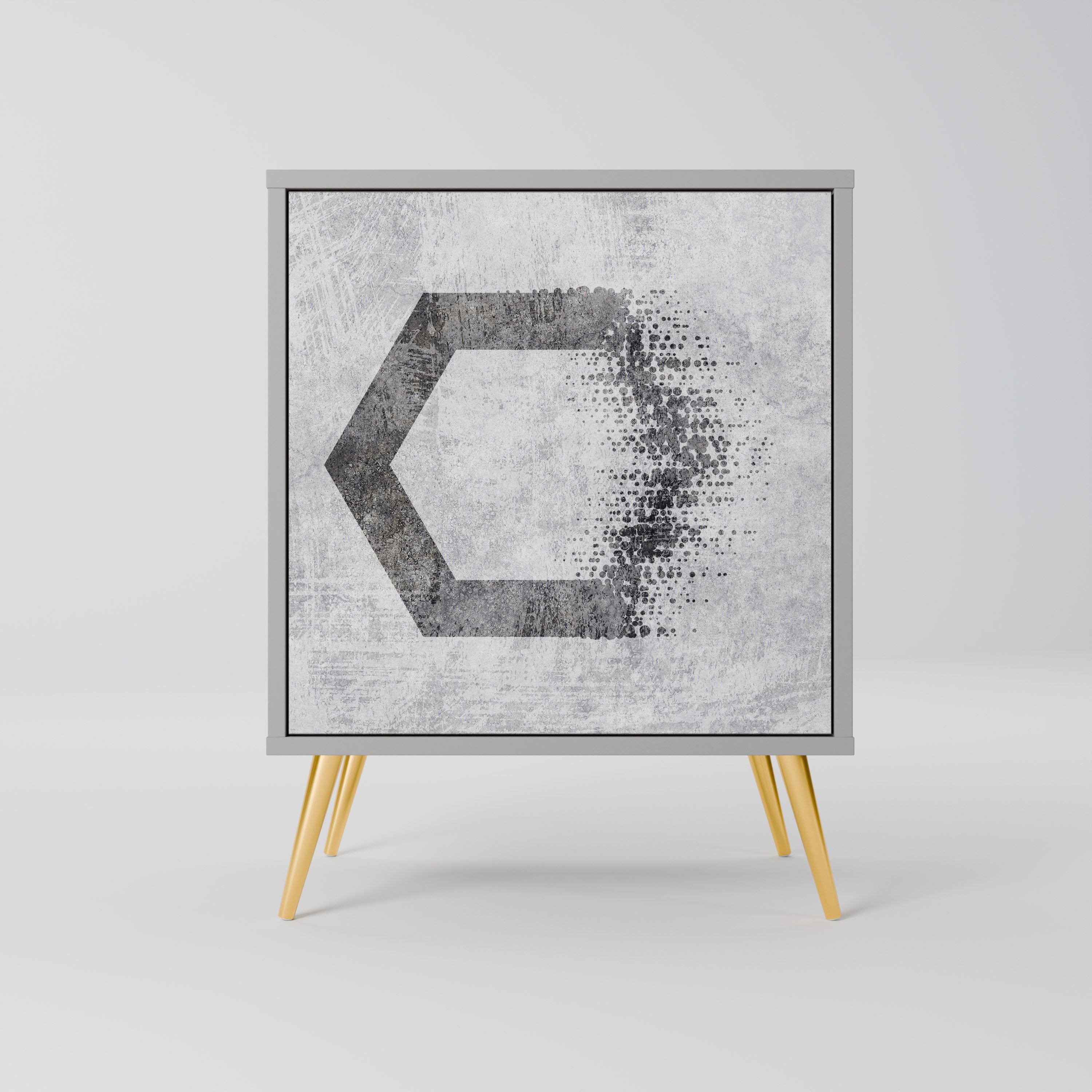 HEXAGONAL FIGURES Aparador de 1 Porta em Acabamento Cinzento