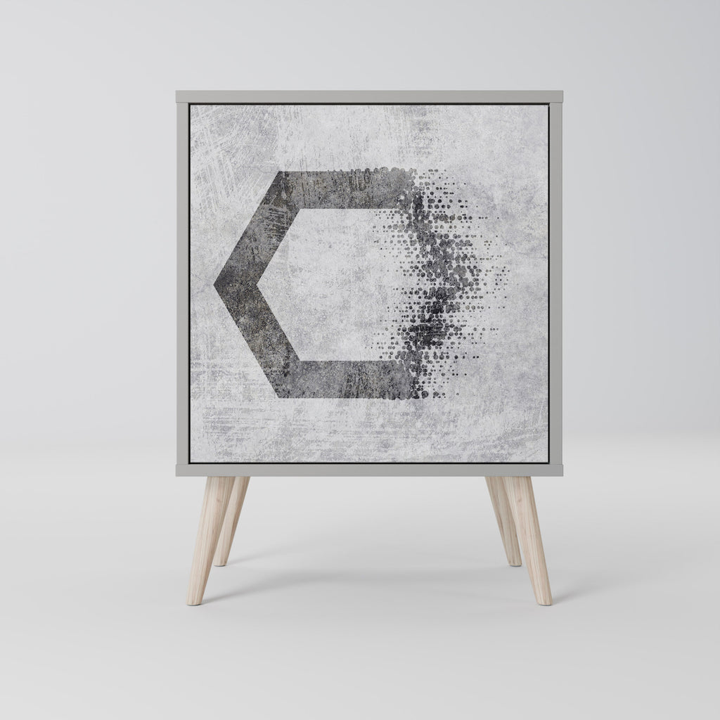 HEXAGONAL FIGURES 1-Door Sideboard in Grey Finish