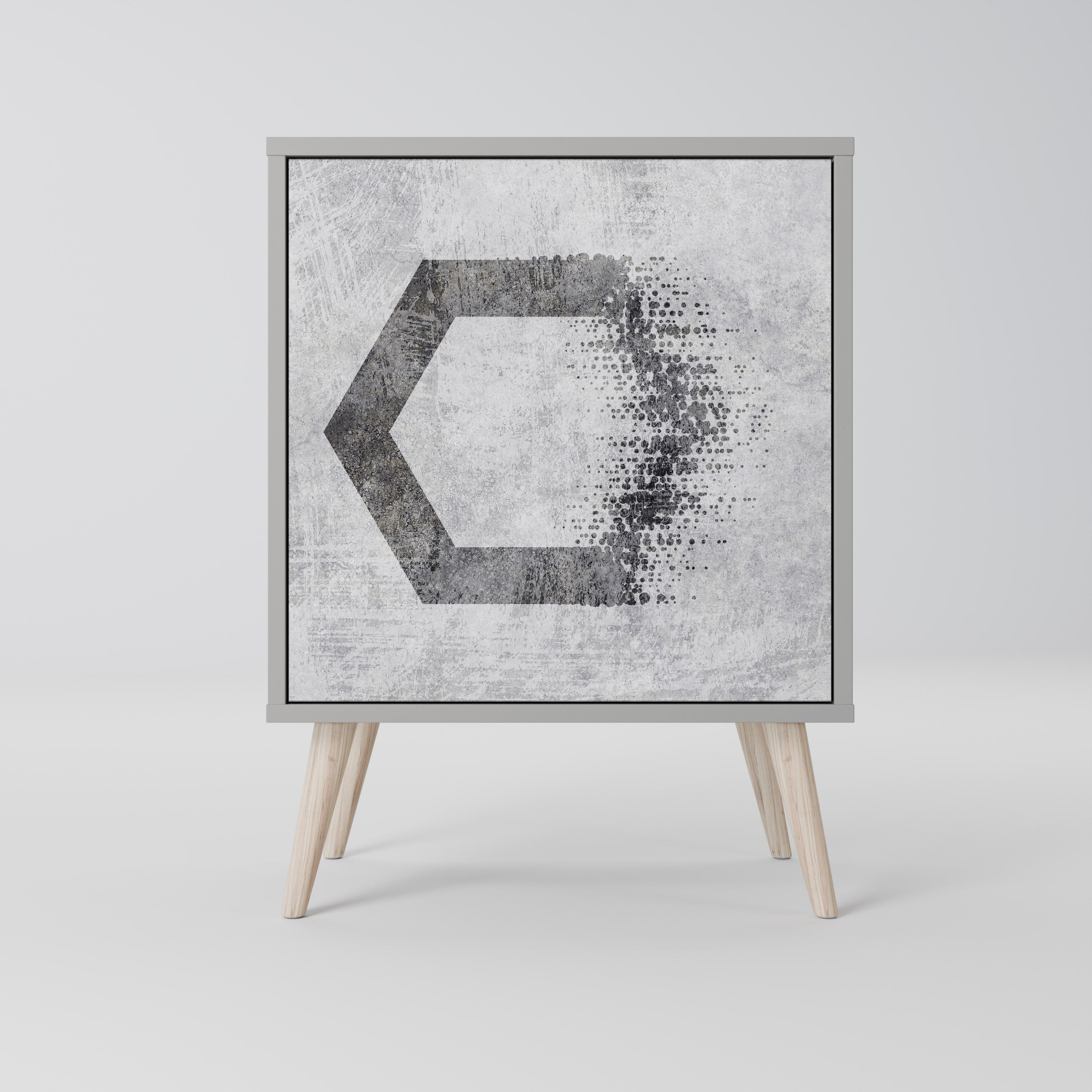 HEXAGONAL FIGURES Aparador de 1 Porta em Acabamento Cinzento