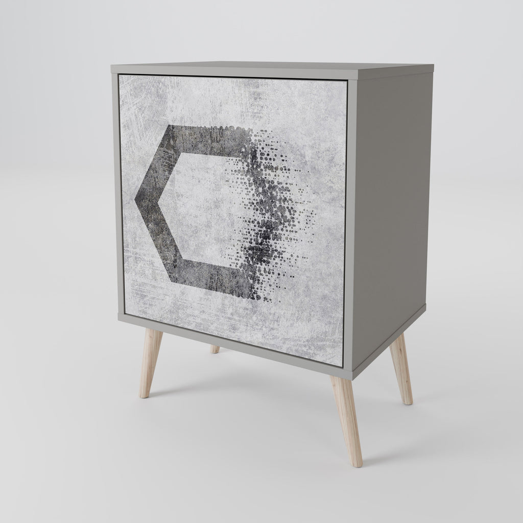 HEXAGONAL FIGURES 1-Door Sideboard in Grey Finish