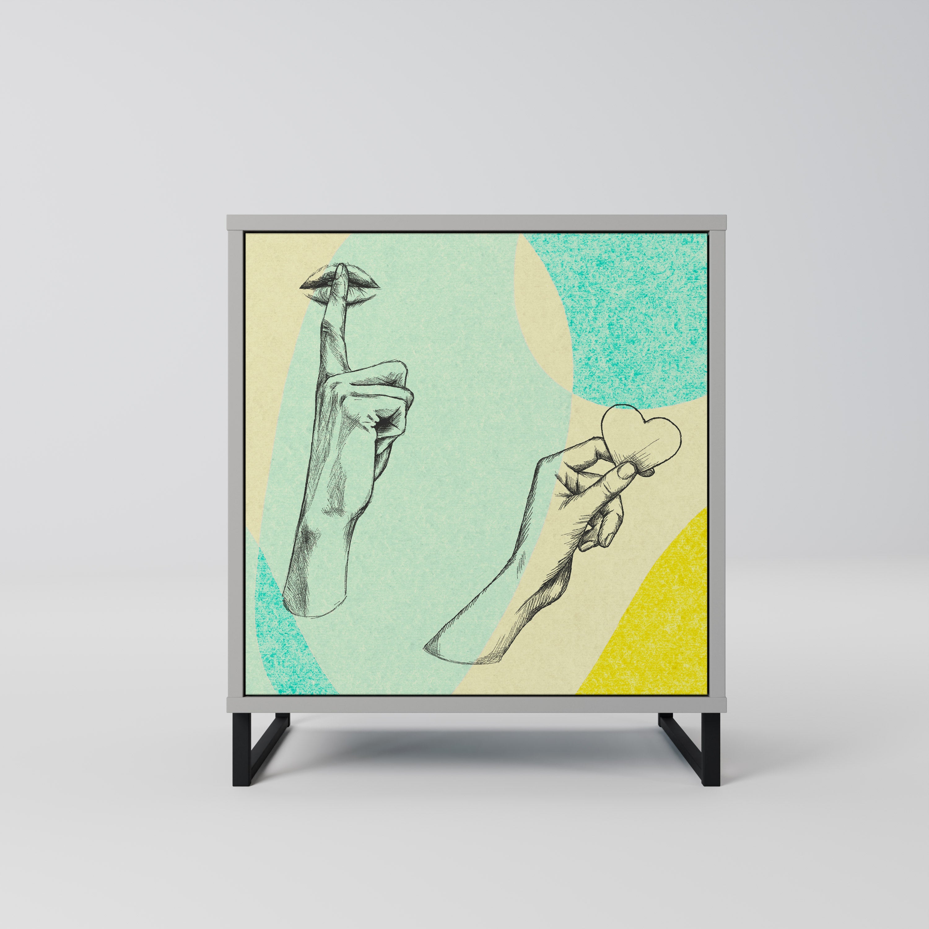 BODY LANGUAGE Aparador de 1 Porta em Acabamento Cinzento