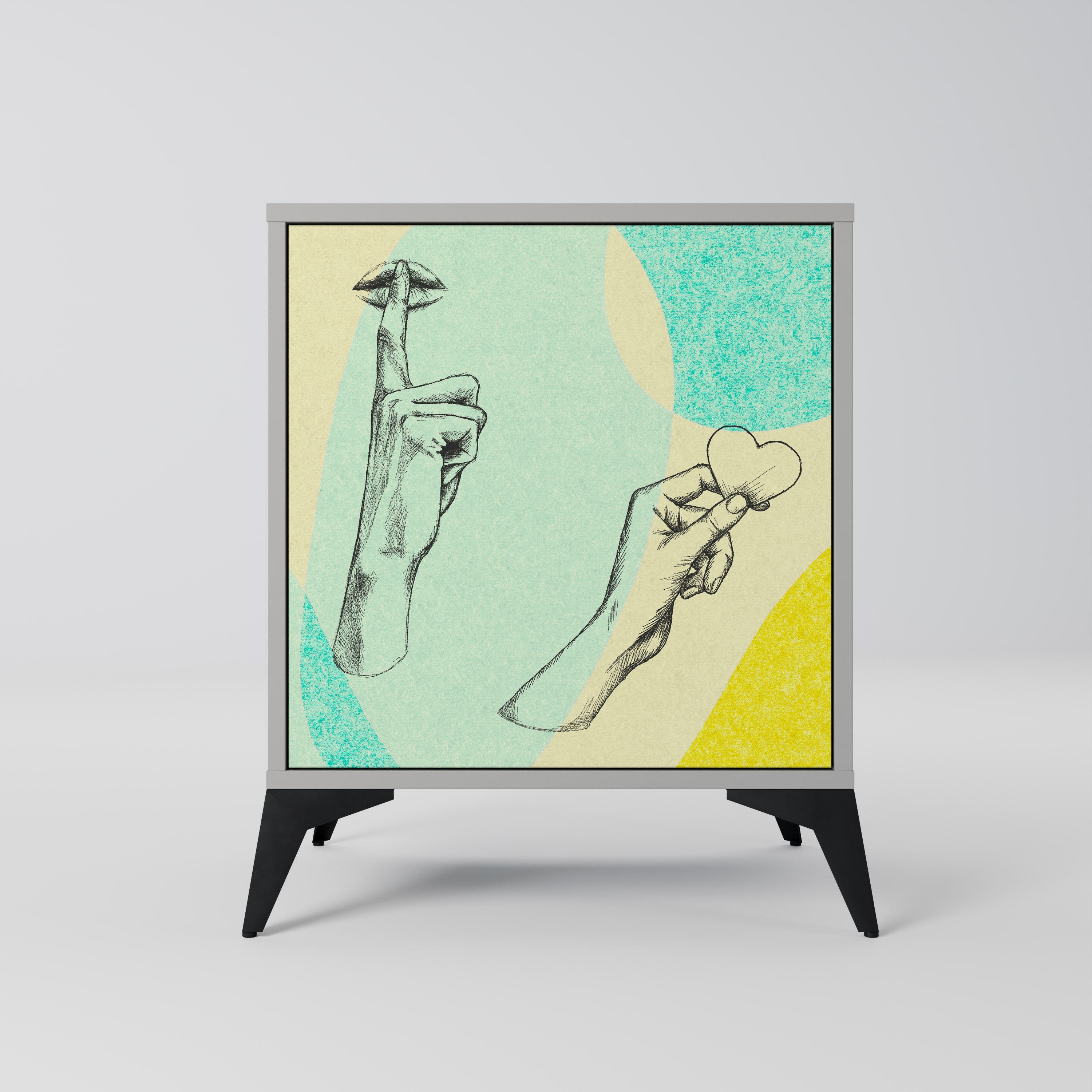 BODY LANGUAGE Aparador de 1 Porta em Acabamento Cinzento