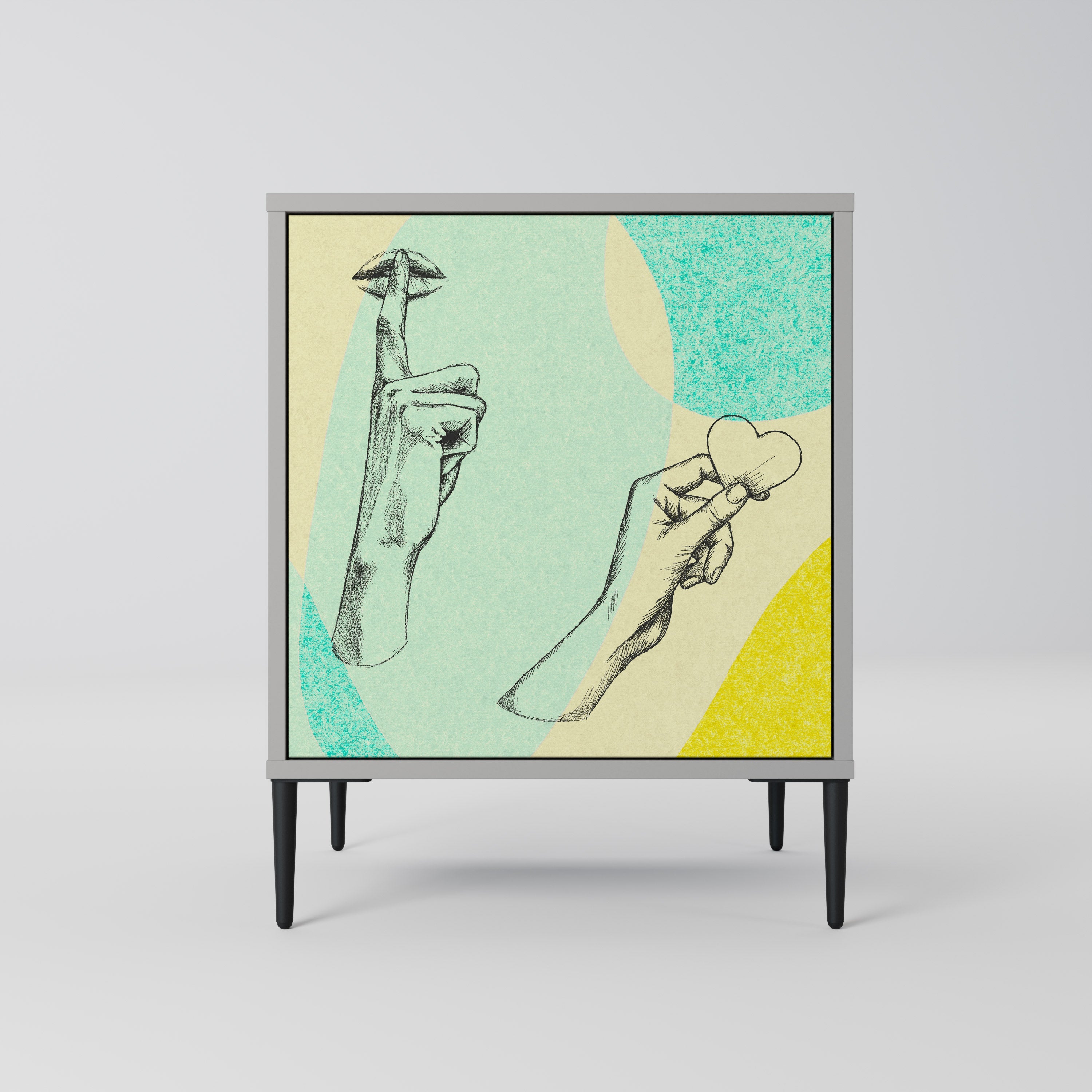 BODY LANGUAGE Aparador de 1 Porta em Acabamento Cinzento