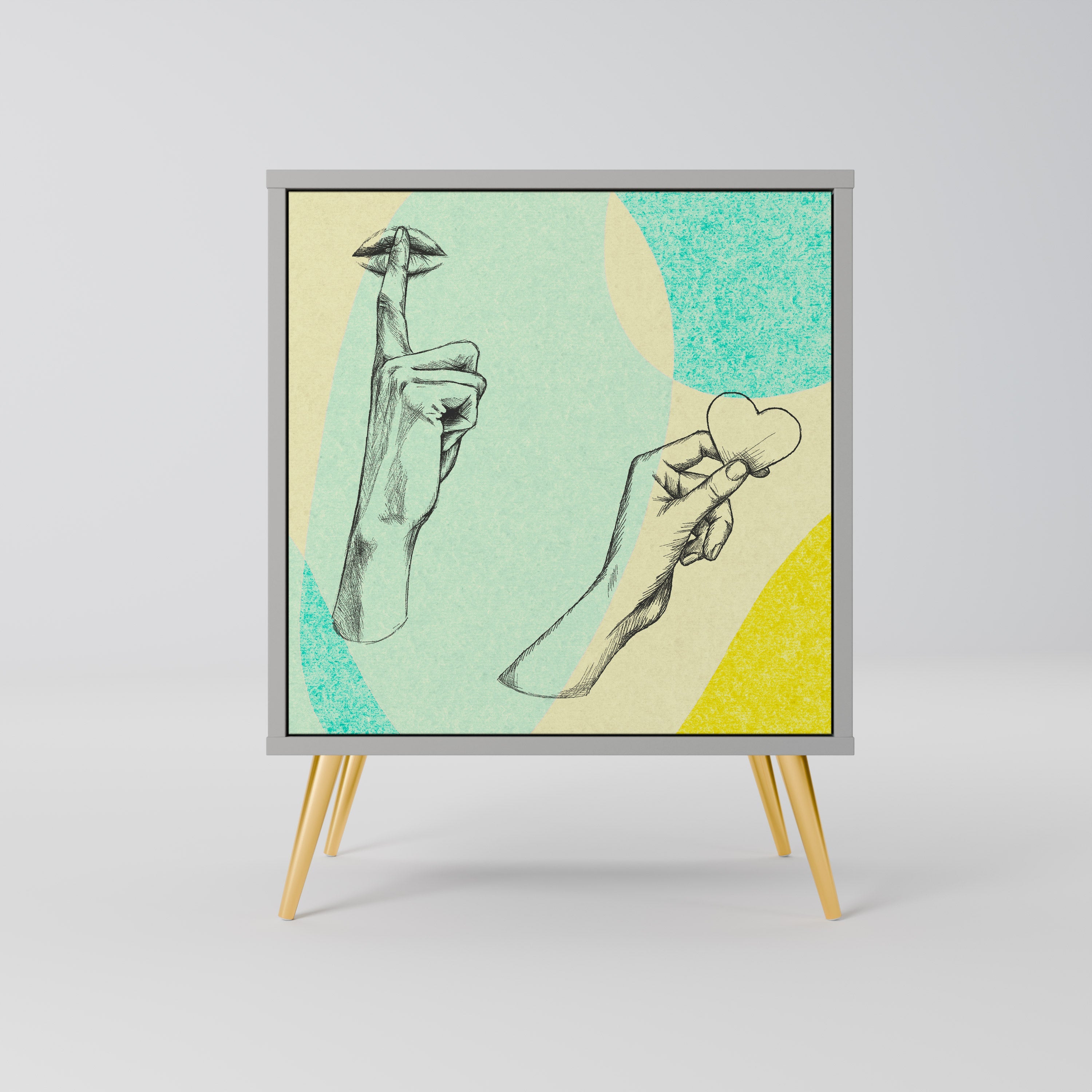 BODY LANGUAGE Aparador de 1 Porta em Acabamento Cinzento