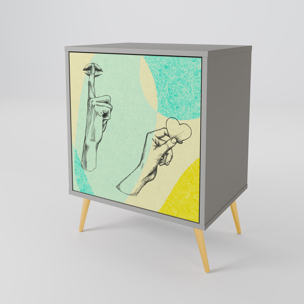 BODY LANGUAGE Aparador de 1 Porta em Acabamento Cinzento