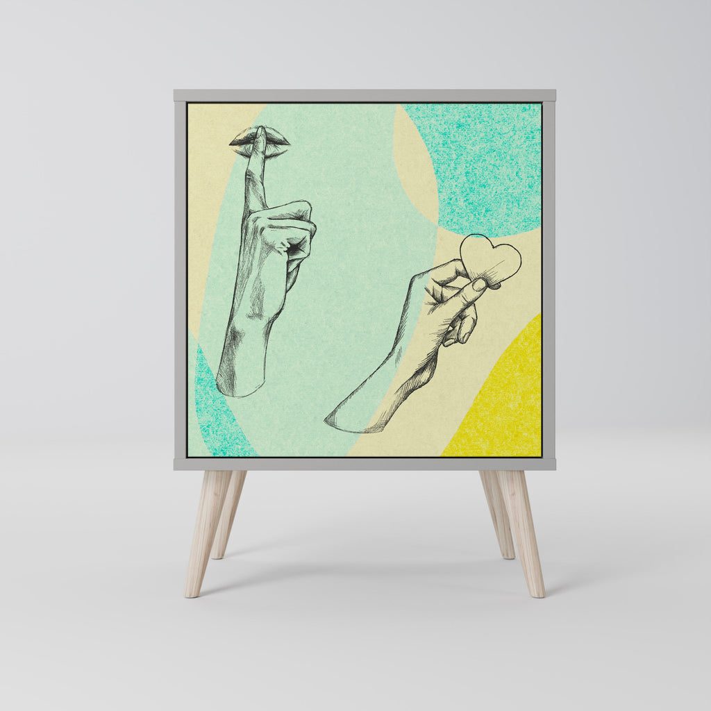 BODY LANGUAGE Aparador de 1 Porta em Acabamento Cinzento