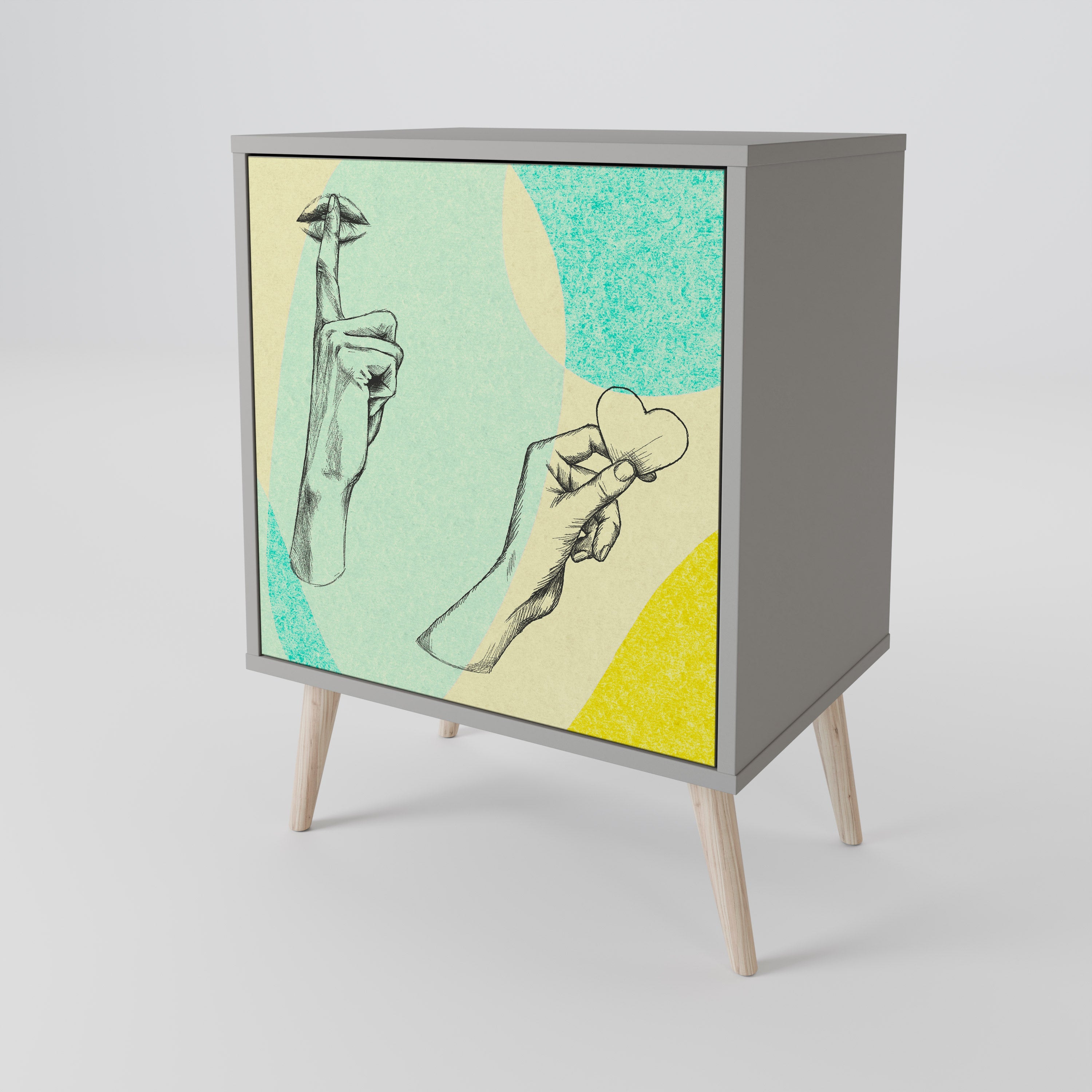 BODY LANGUAGE Aparador de 1 Porta em Acabamento Cinzento