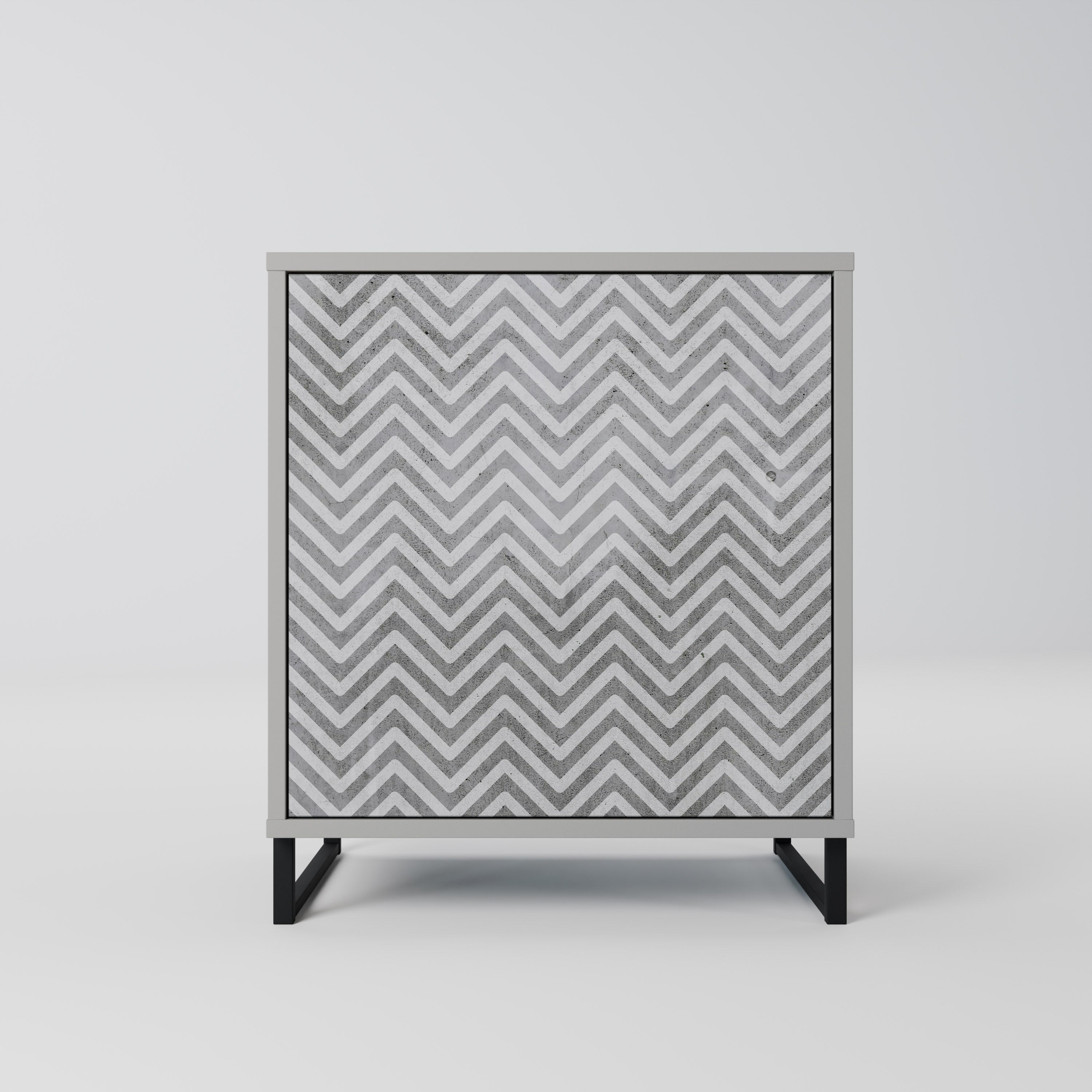 CONCRETE ZIG ZAG 1-Door Sideboard in Grey Finish