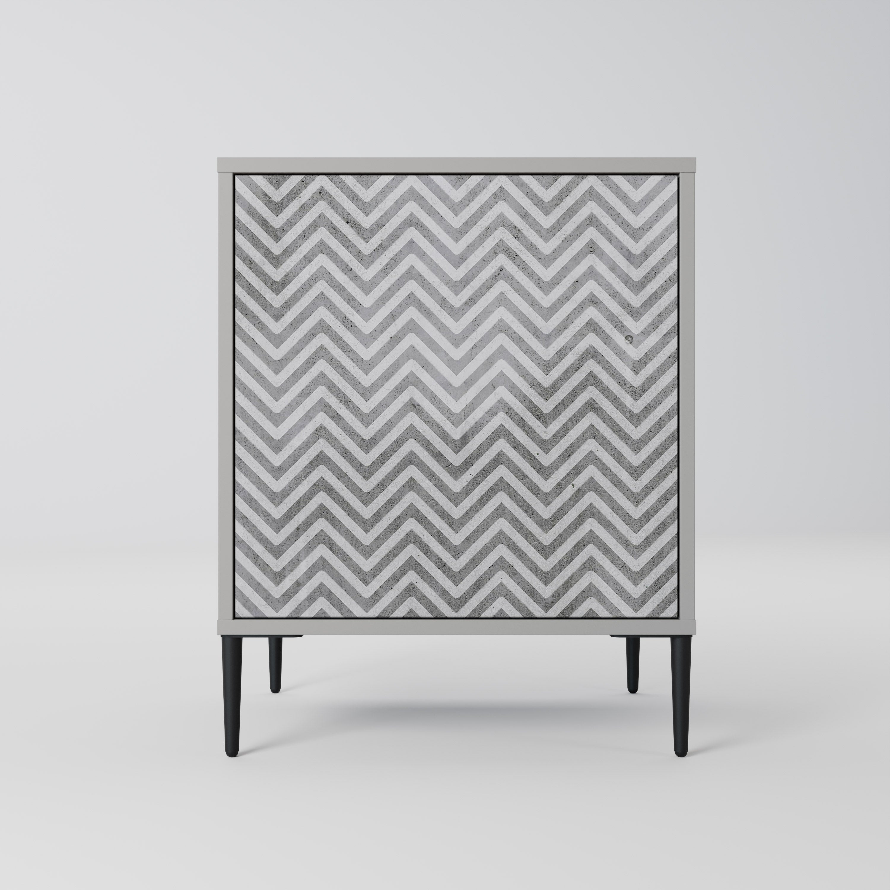 CONCRETE ZIG ZAG 1-Door Sideboard in Grey Finish