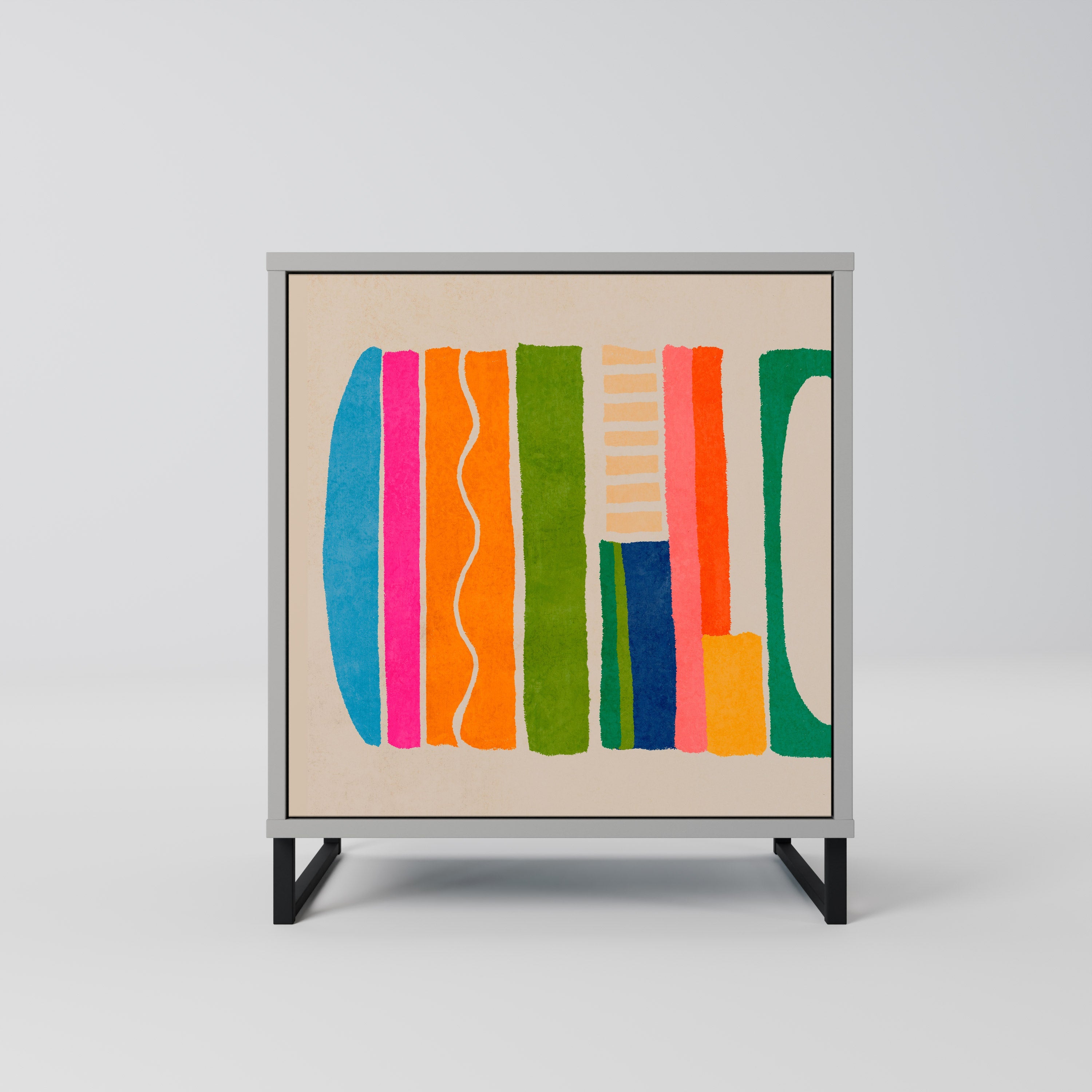 GEOMETRIC SHINE Aparador de 1 Porta em Acabamento Cinzento