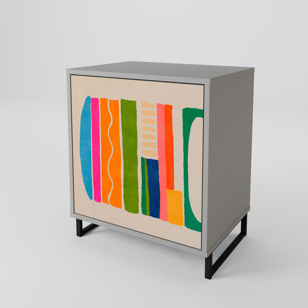 GEOMETRIC SHINE 1-Door Sideboard in Grey Finish