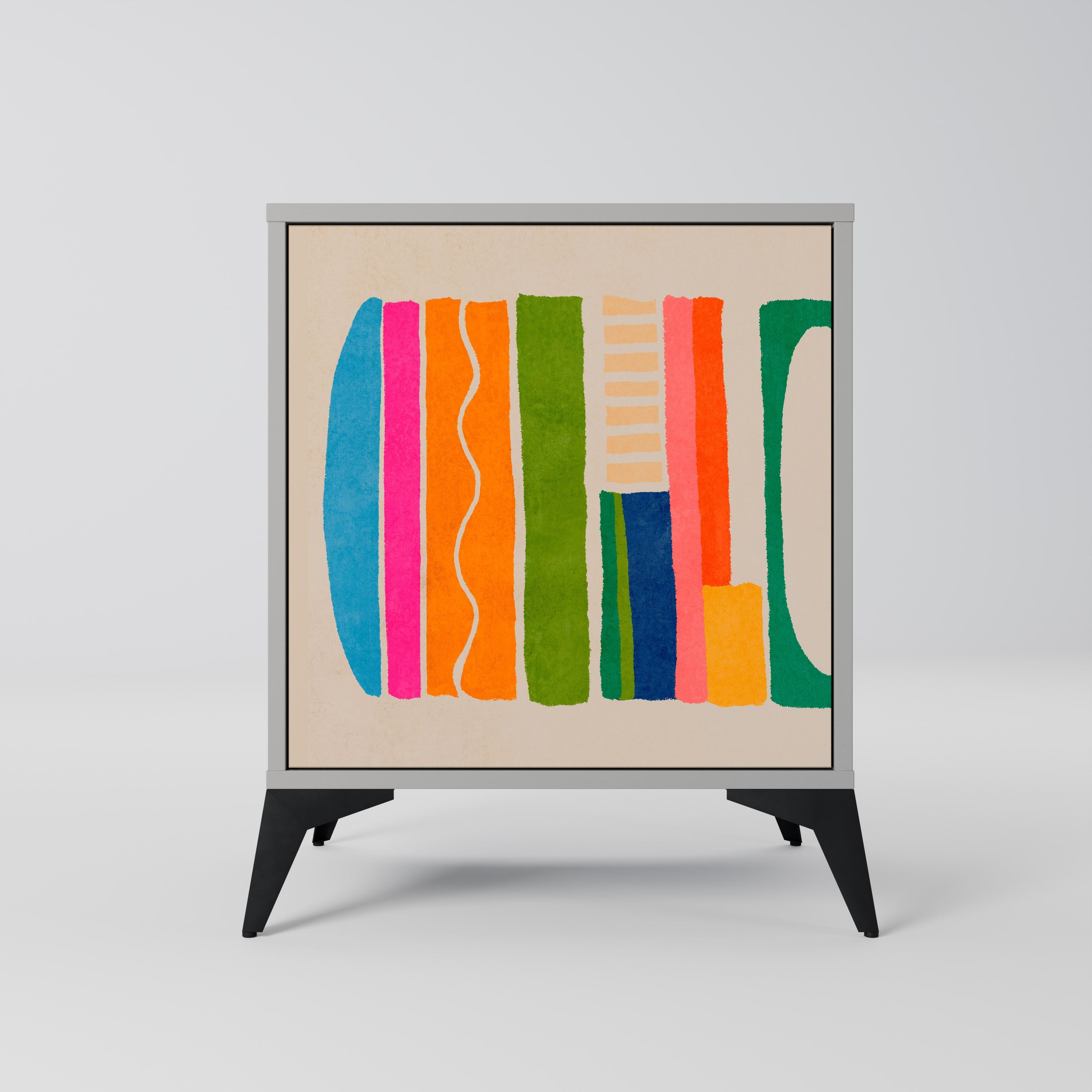 GEOMETRIC SHINE Aparador de 1 Porta em Acabamento Cinzento