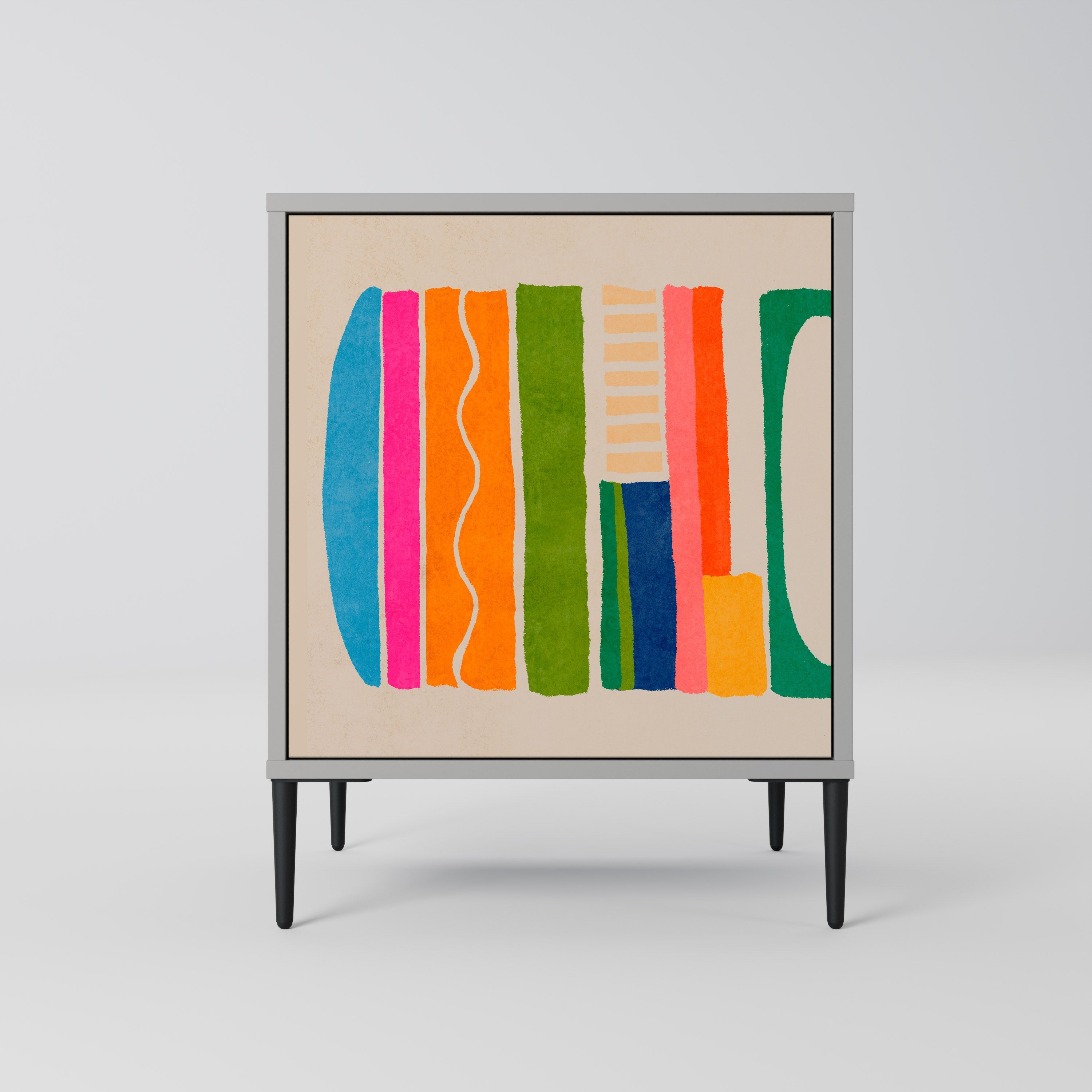 GEOMETRIC SHINE Aparador de 1 Porta em Acabamento Cinzento