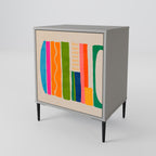 GEOMETRIC SHINE 1-Door Sideboard in Grey Finish