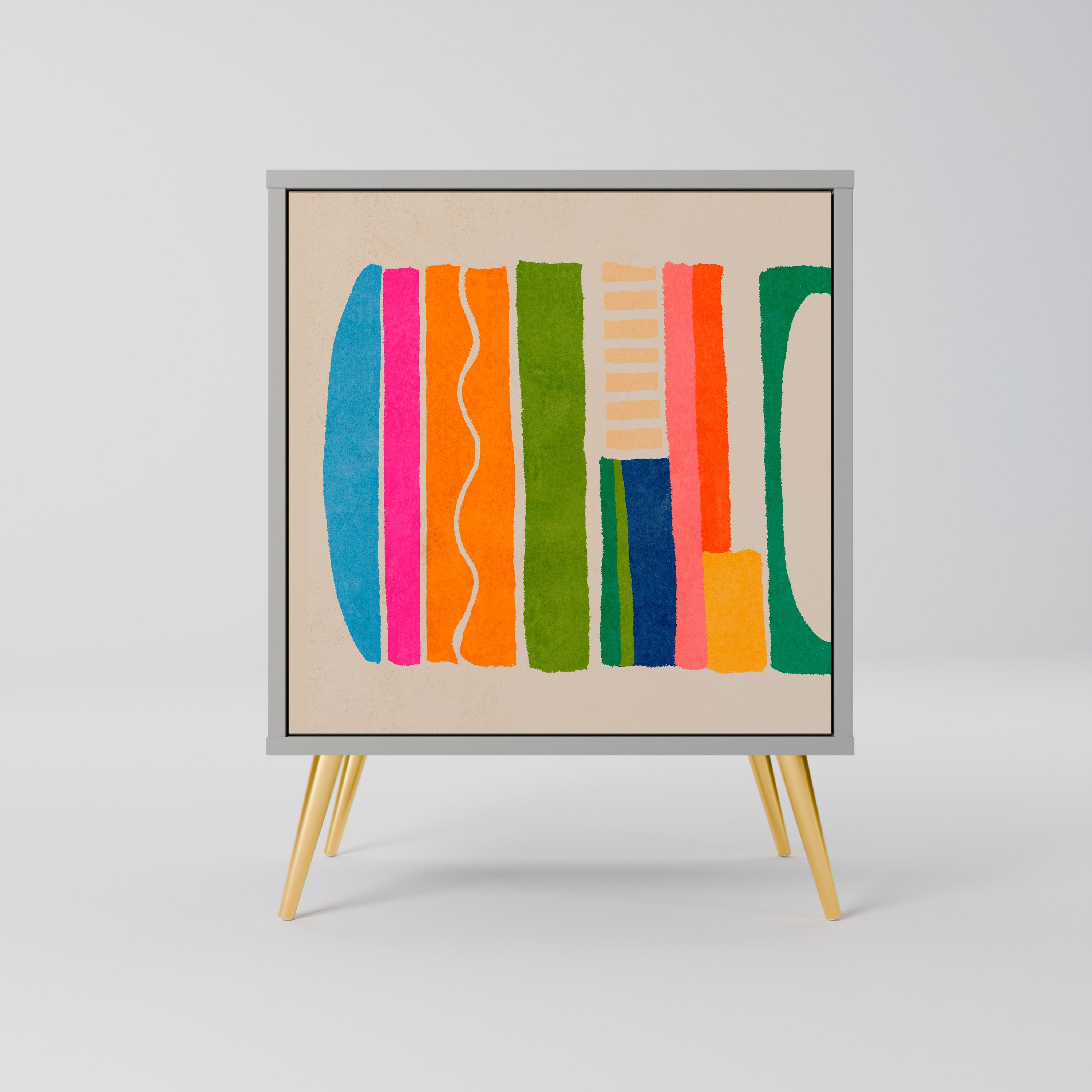 GEOMETRIC SHINE Aparador de 1 Porta em Acabamento Cinzento