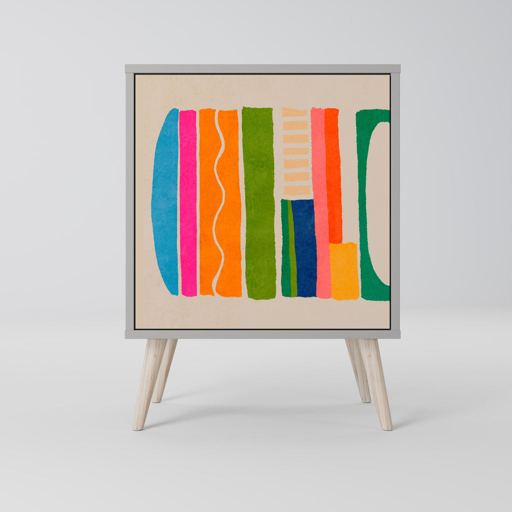 GEOMETRIC SHINE 1-Door Sideboard in Grey Finish