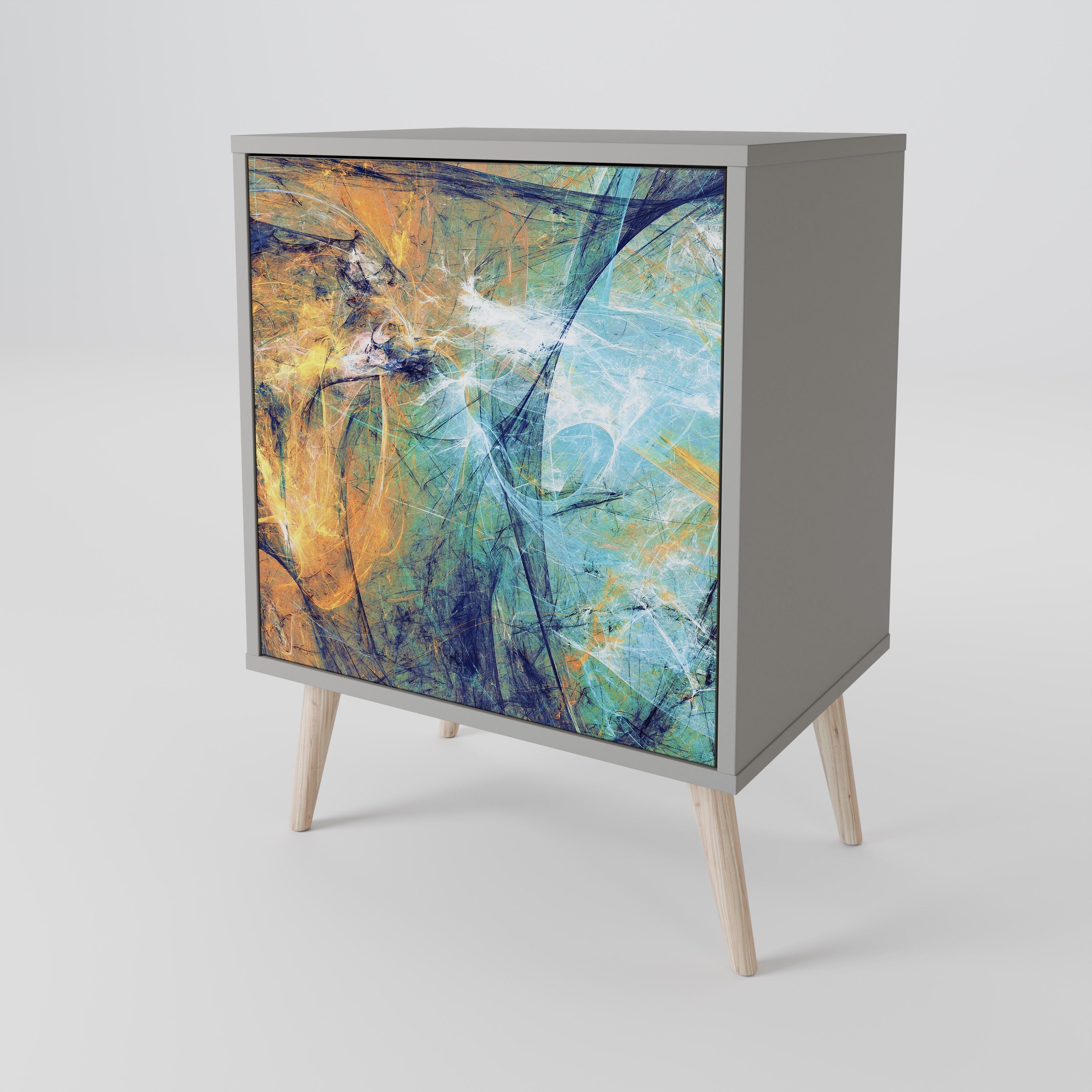 ABSTRACT THOUGHTS 1-Door Sideboard in Grey Finish
