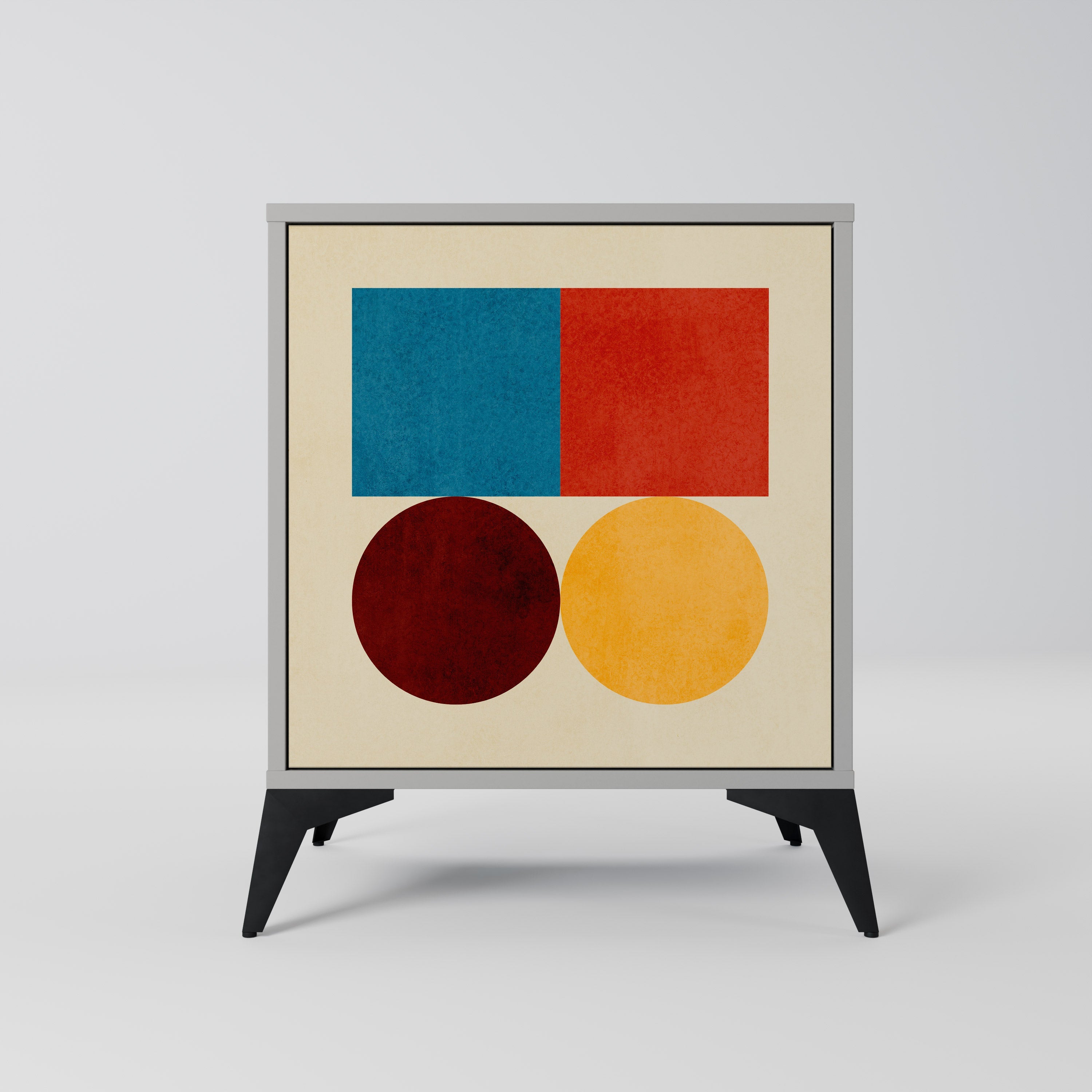 GEOMETRIC PUZZLE Aparador de 1 Porta em Acabamento Cinzento