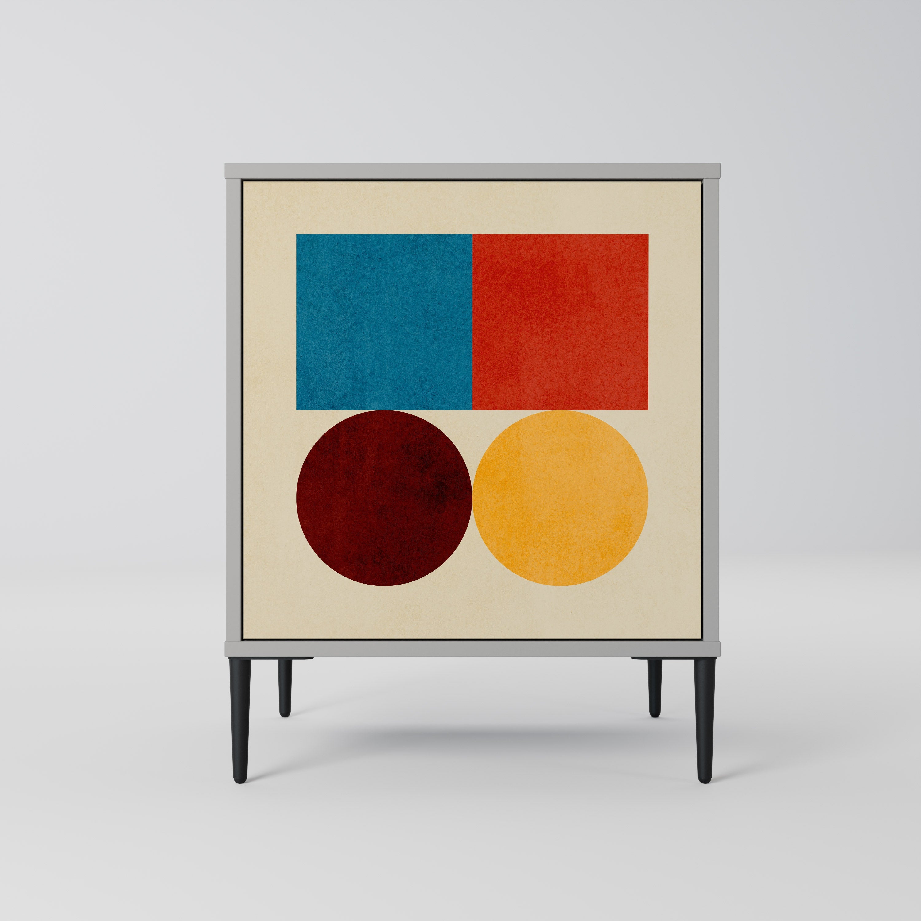 GEOMETRIC PUZZLE Aparador de 1 Porta em Acabamento Cinzento