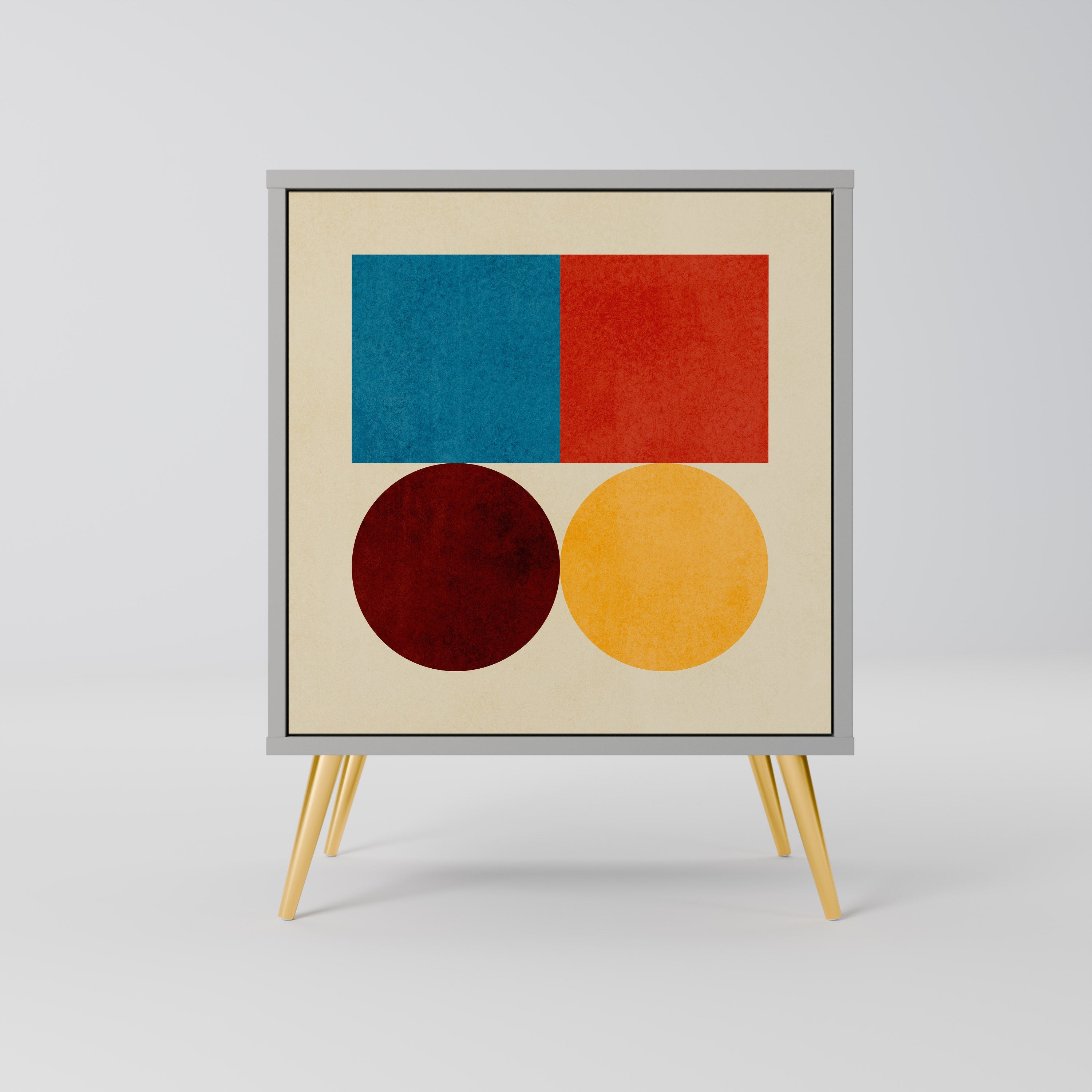 GEOMETRIC PUZZLE Aparador de 1 Porta em Acabamento Cinzento