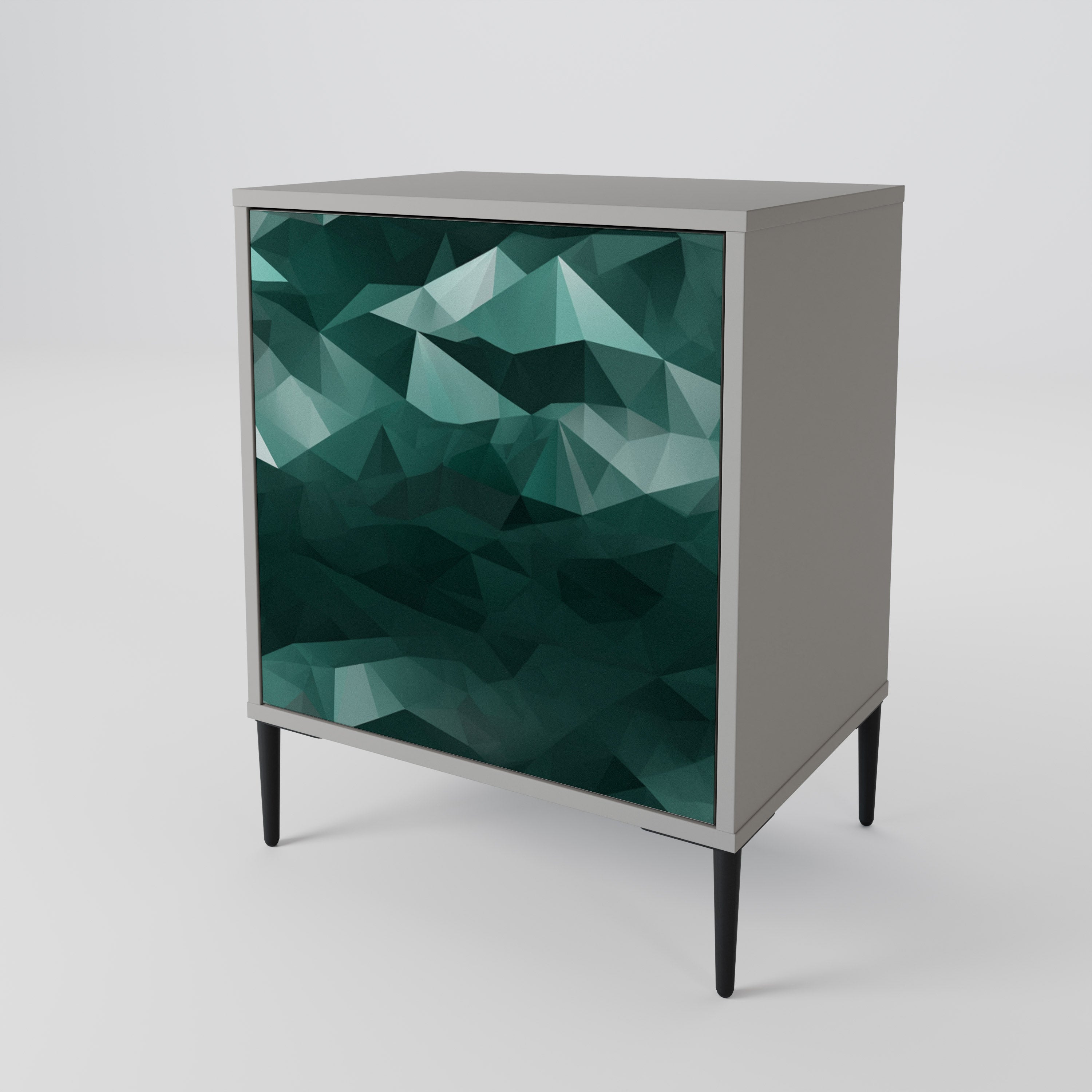 POLYGONAL FLOATING 1-Door Sideboard in Grey Finish