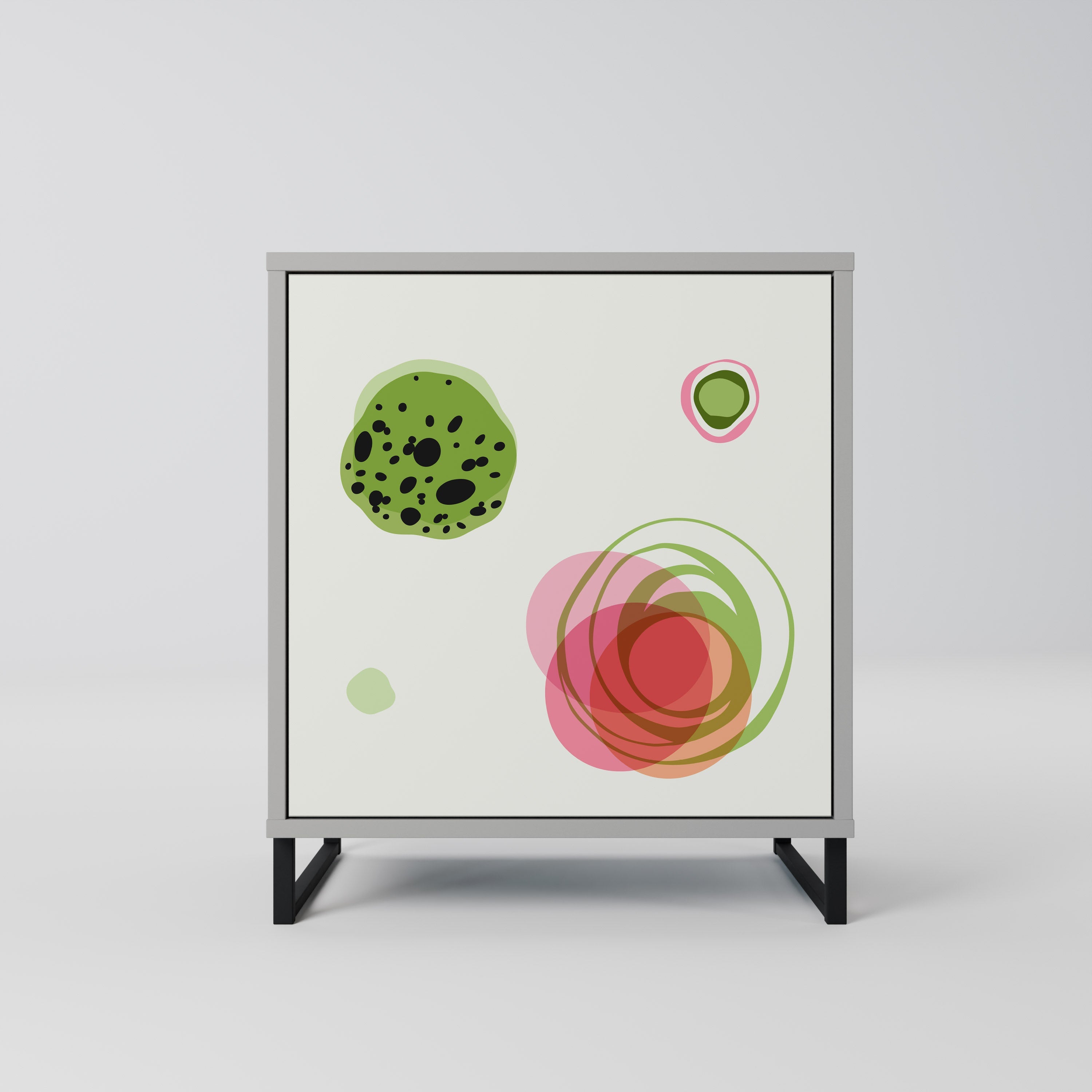 COLORFUL COSMOS 1-Door Sideboard in Grey Finish