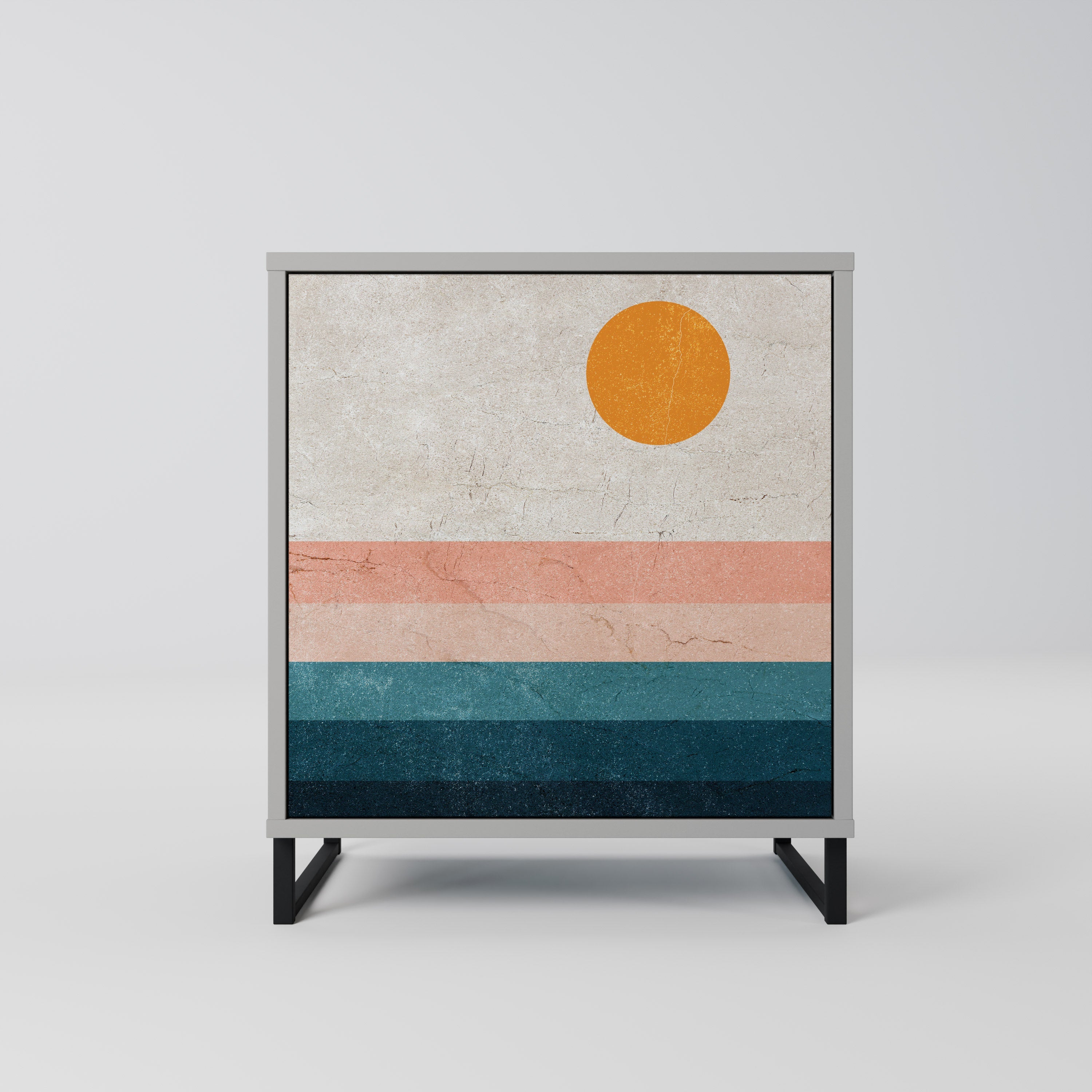 TWO HALVES Aparador de 1 Porta em Acabamento Cinzento