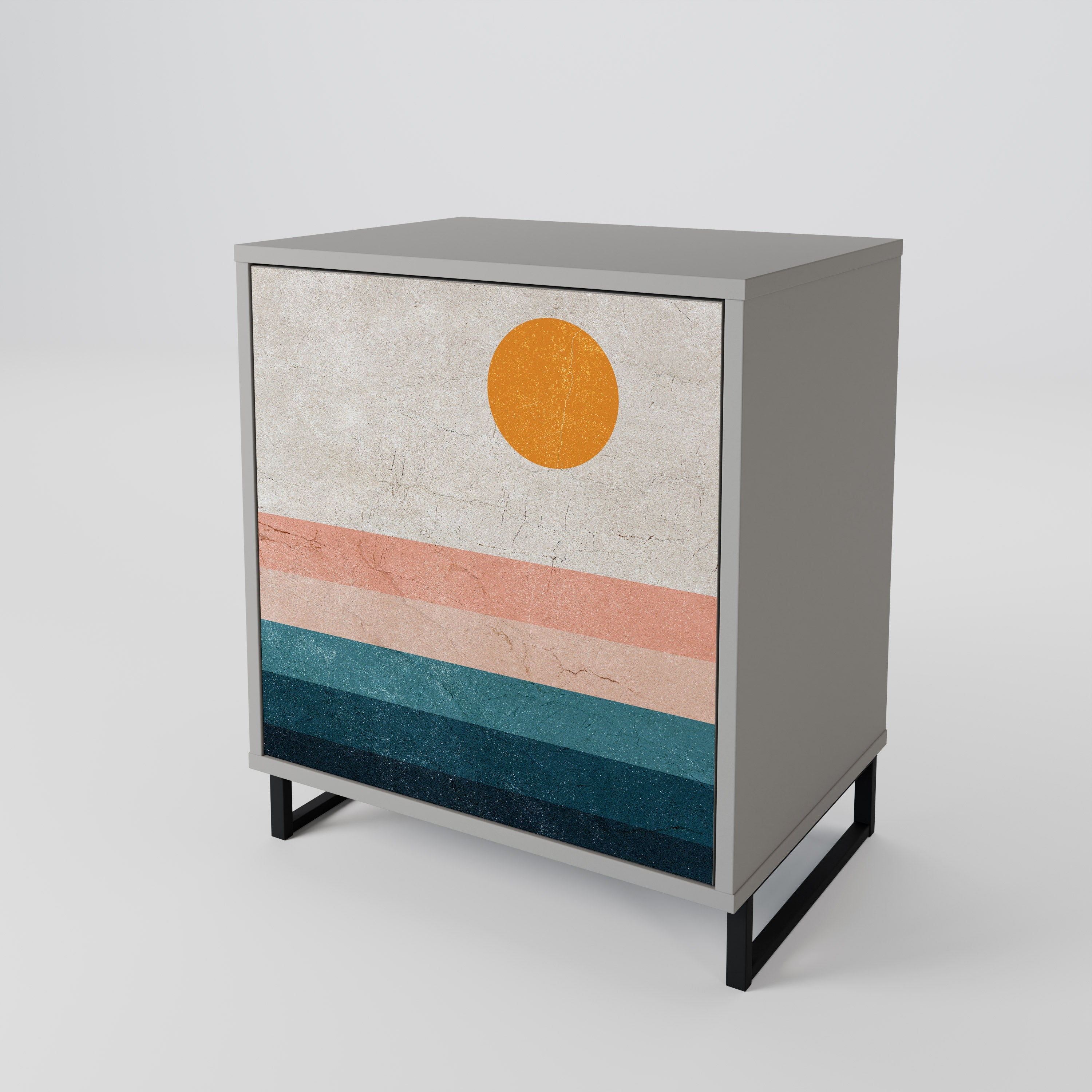 TWO HALVES Aparador de 1 Porta em Acabamento Cinzento