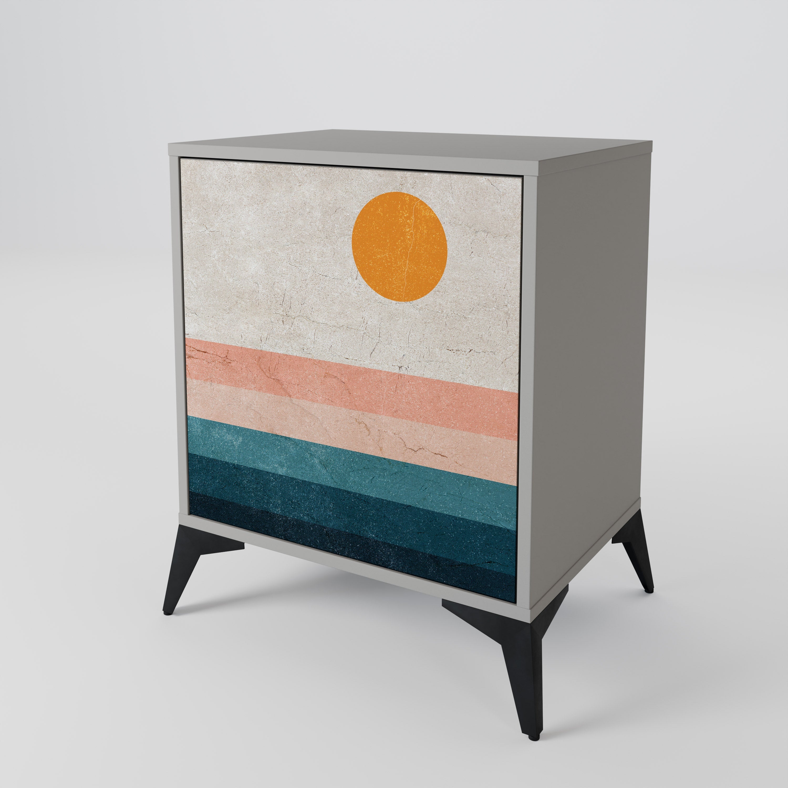 TWO HALVES Aparador de 1 Porta em Acabamento Cinzento