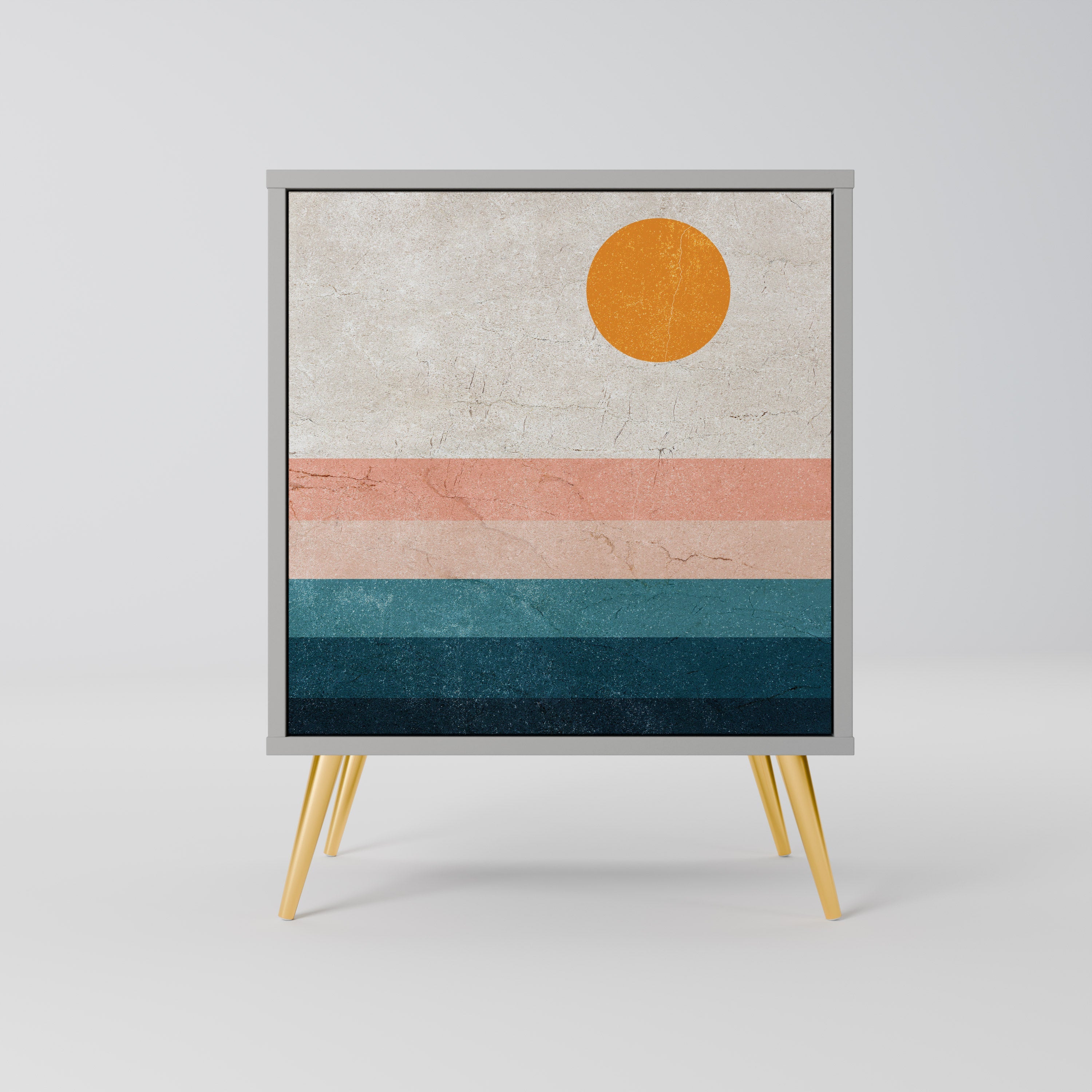 TWO HALVES Aparador de 1 Porta em Acabamento Cinzento