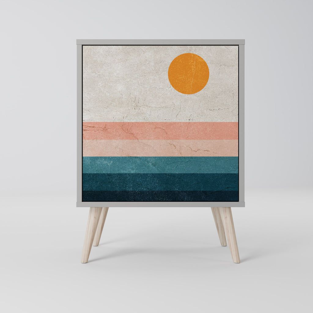 TWO HALVES Aparador de 1 Porta em Acabamento Cinzento