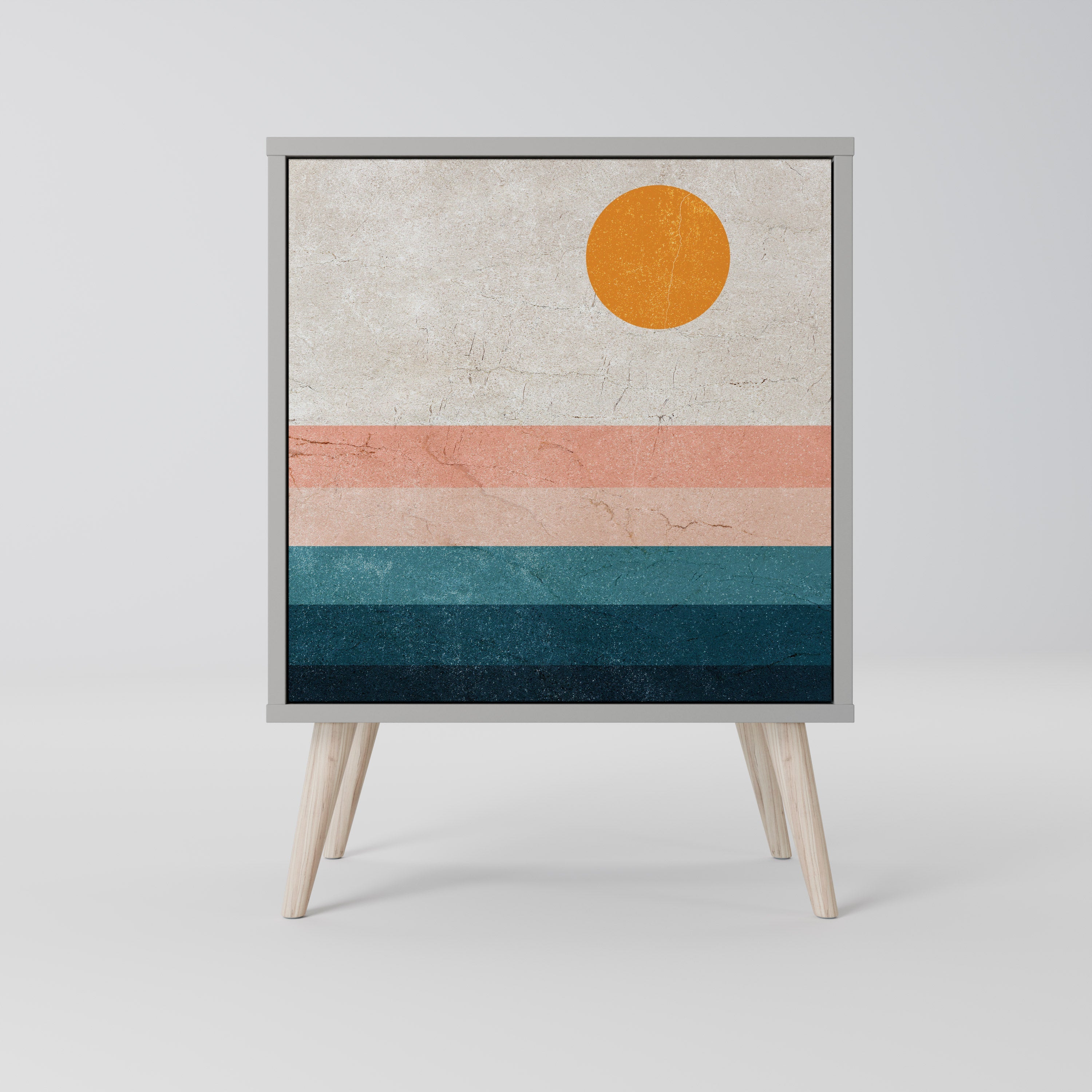 TWO HALVES Aparador de 1 Porta em Acabamento Cinzento