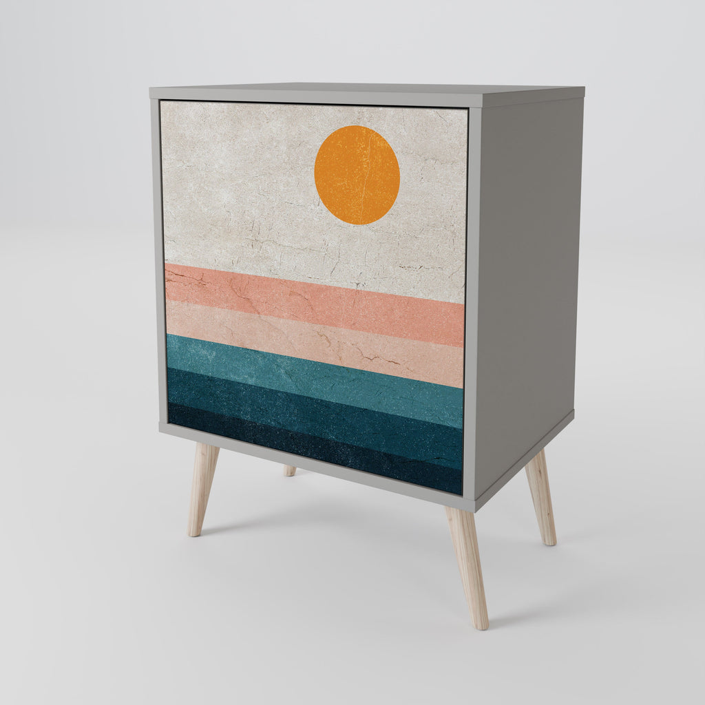 TWO HALVES Aparador de 1 Porta em Acabamento Cinzento