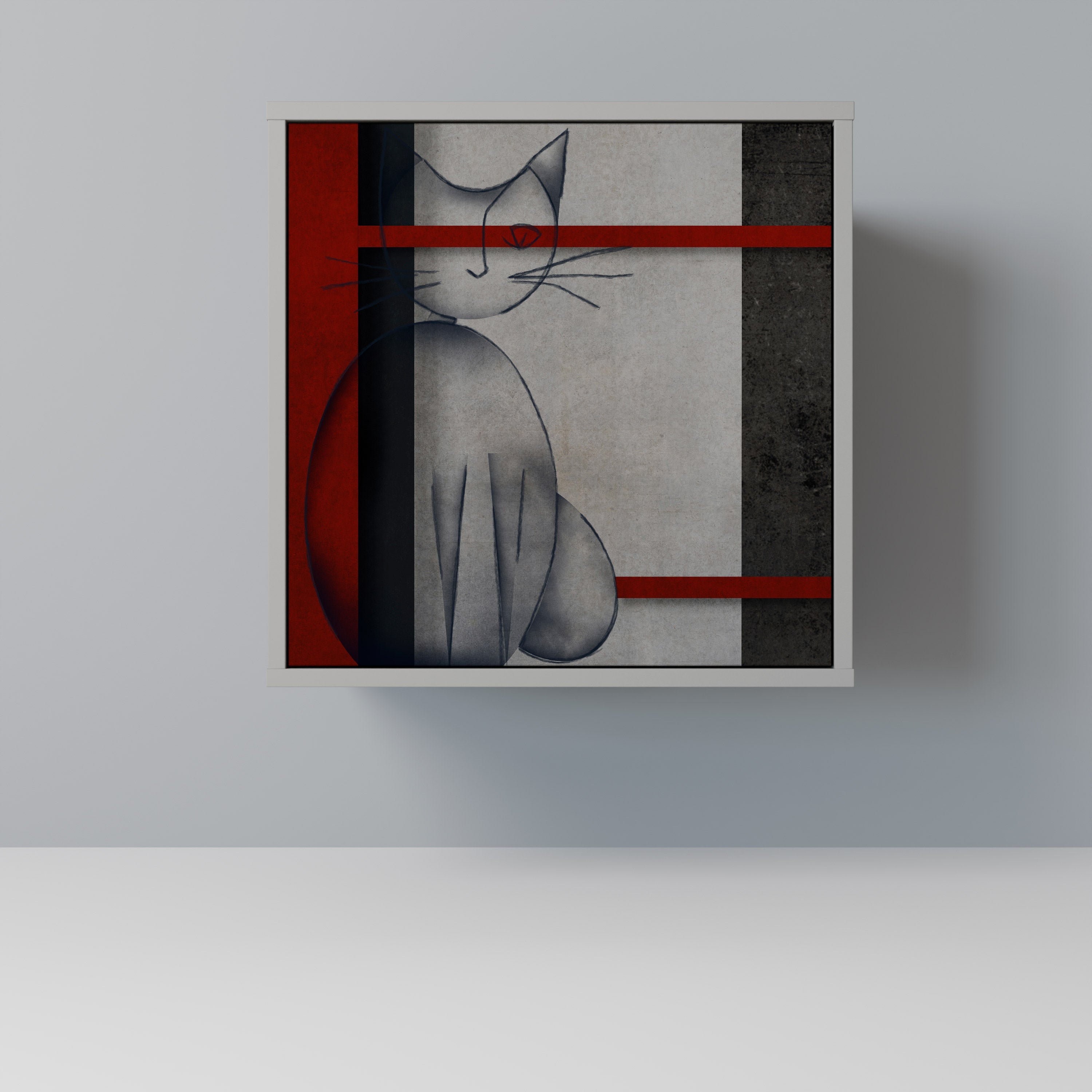 GRAY FIGURES 1-Door Sideboard in Grey Finish