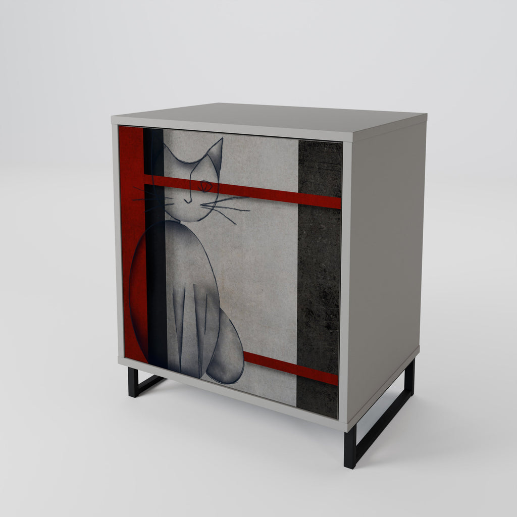 GRAY FIGURES Aparador de 1 Porta em Acabamento Cinzento