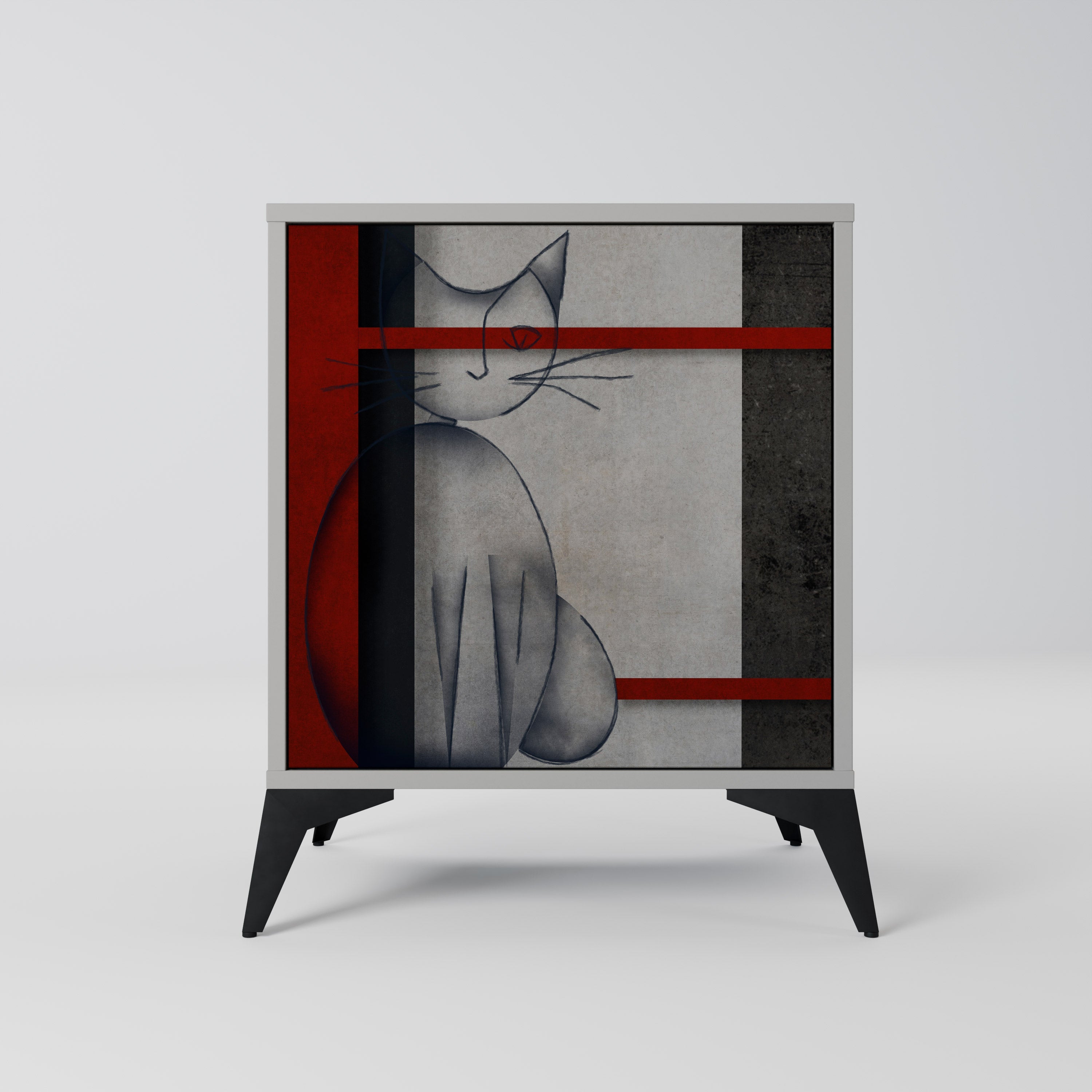 GRAY FIGURES 1-Door Sideboard in Grey Finish