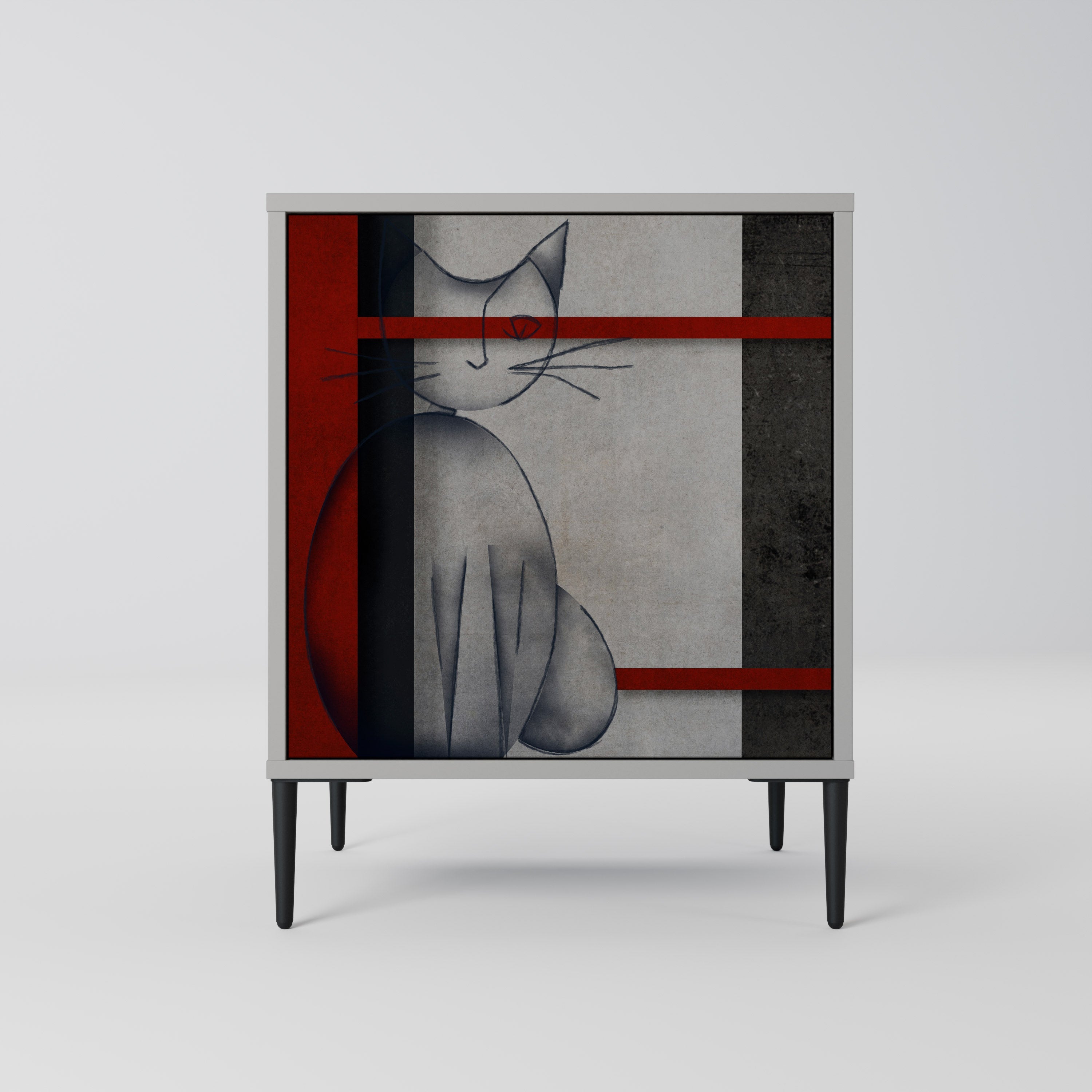 GRAY FIGURES 1-Door Sideboard in Grey Finish