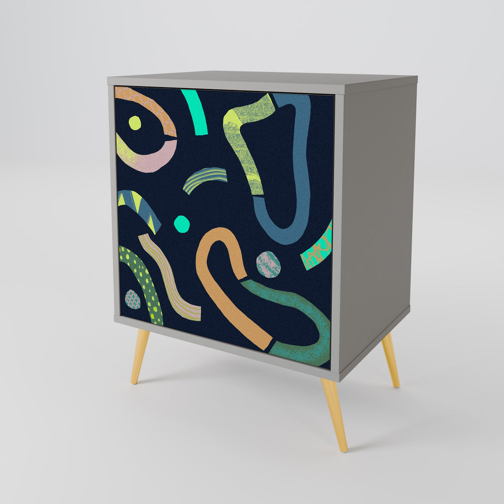 CONTRAST DANCE Aparador de 1 Porta em Acabamento Cinzento