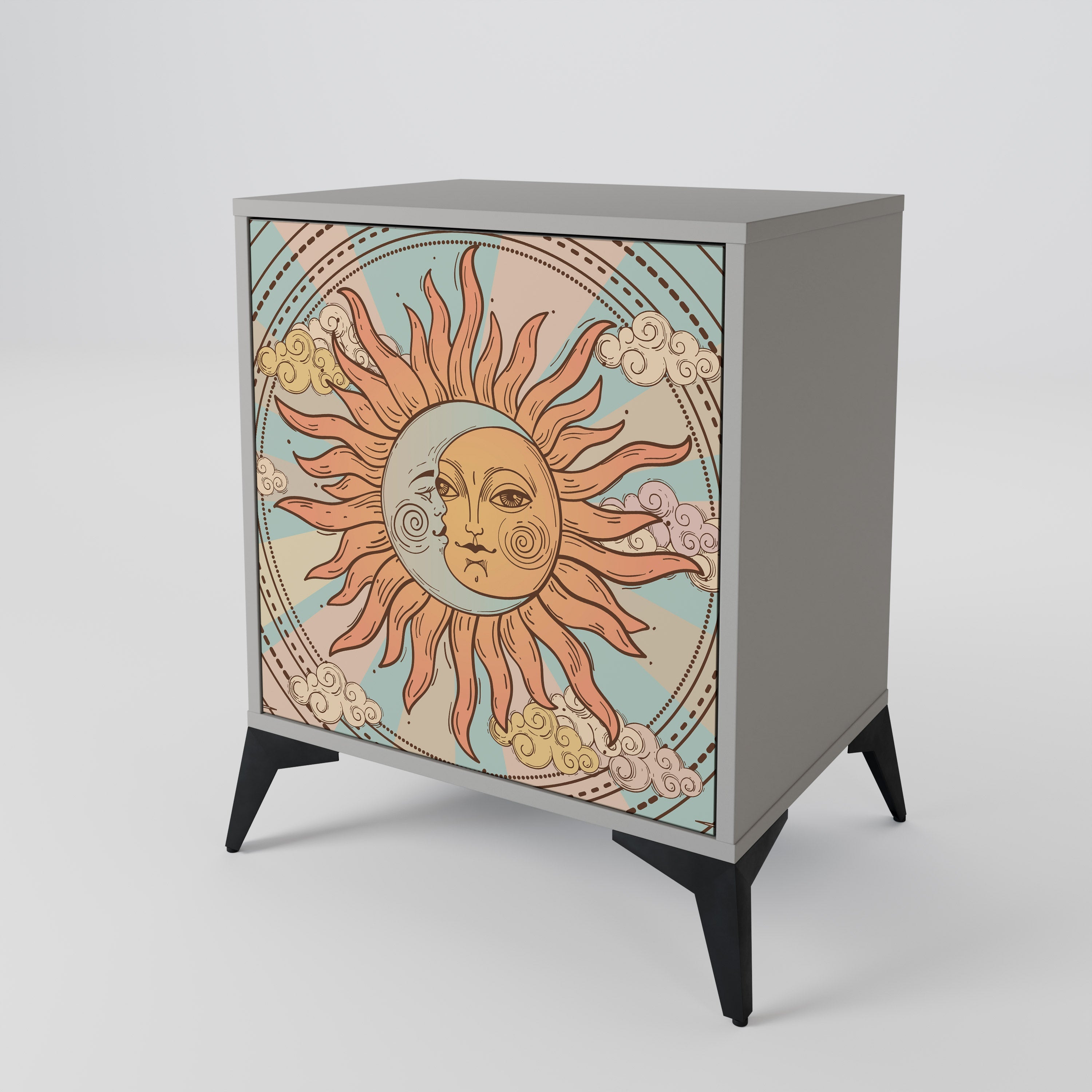 MYSTICAL STRUCTURE Aparador de 1 Porta em Acabamento Cinzento