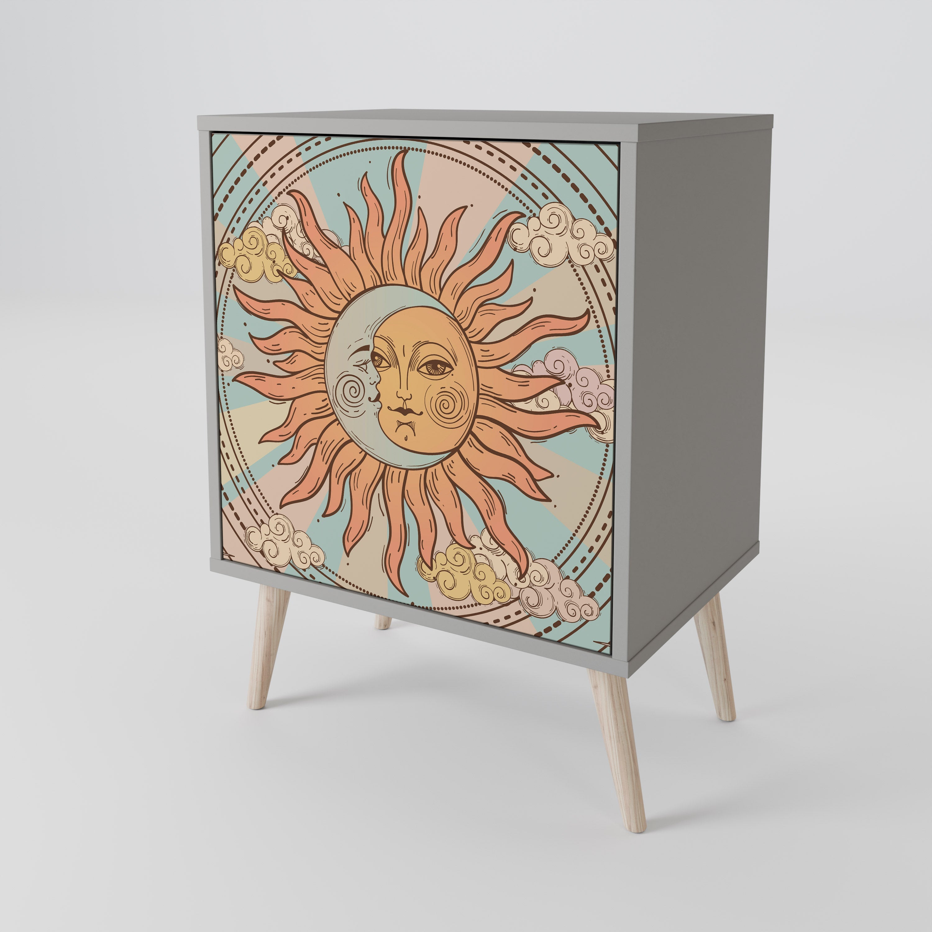 MYSTICAL STRUCTURE Aparador de 1 Porta em Acabamento Cinzento