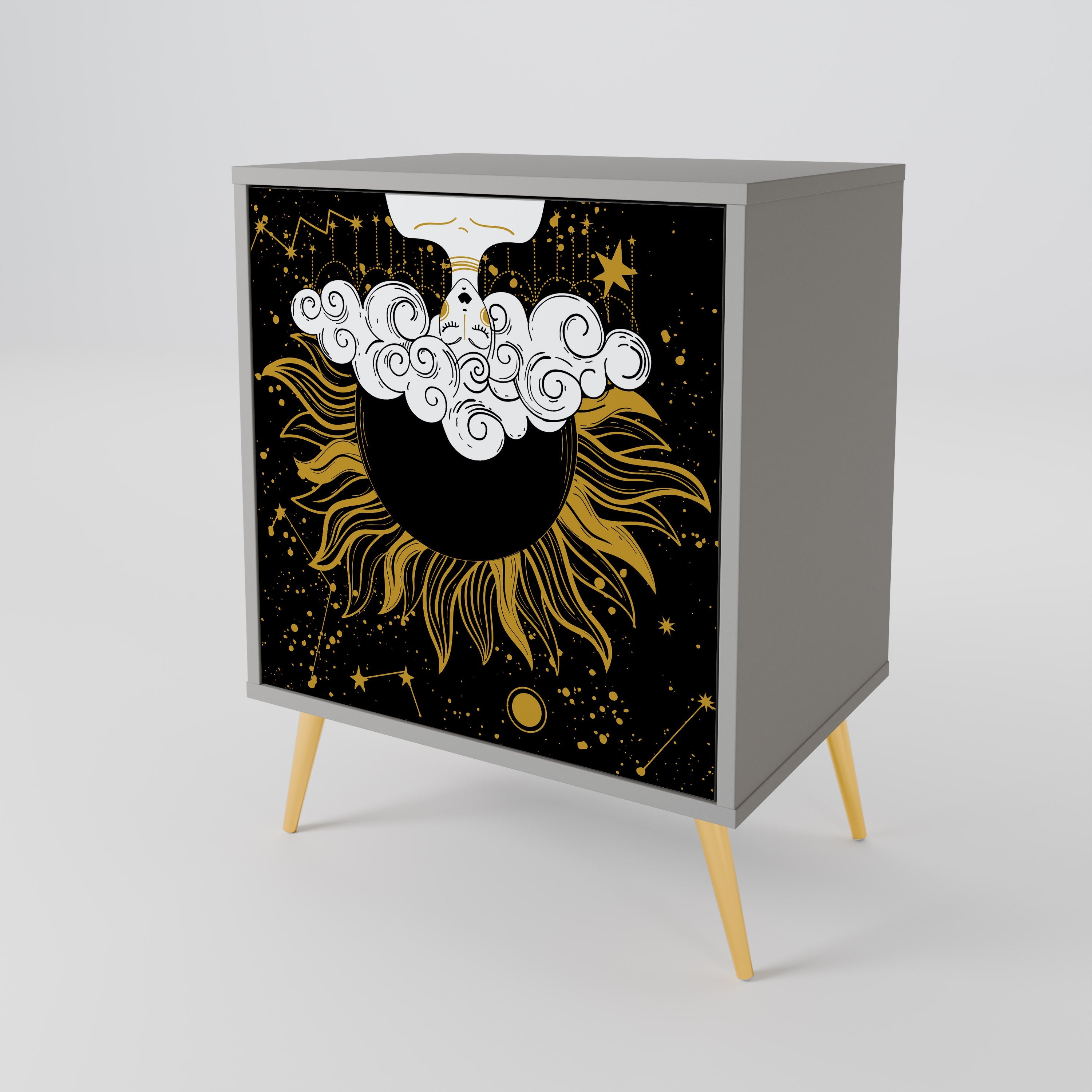 STELLAR CONSTELLATIONS 1-Door Sideboard in Grey Finish