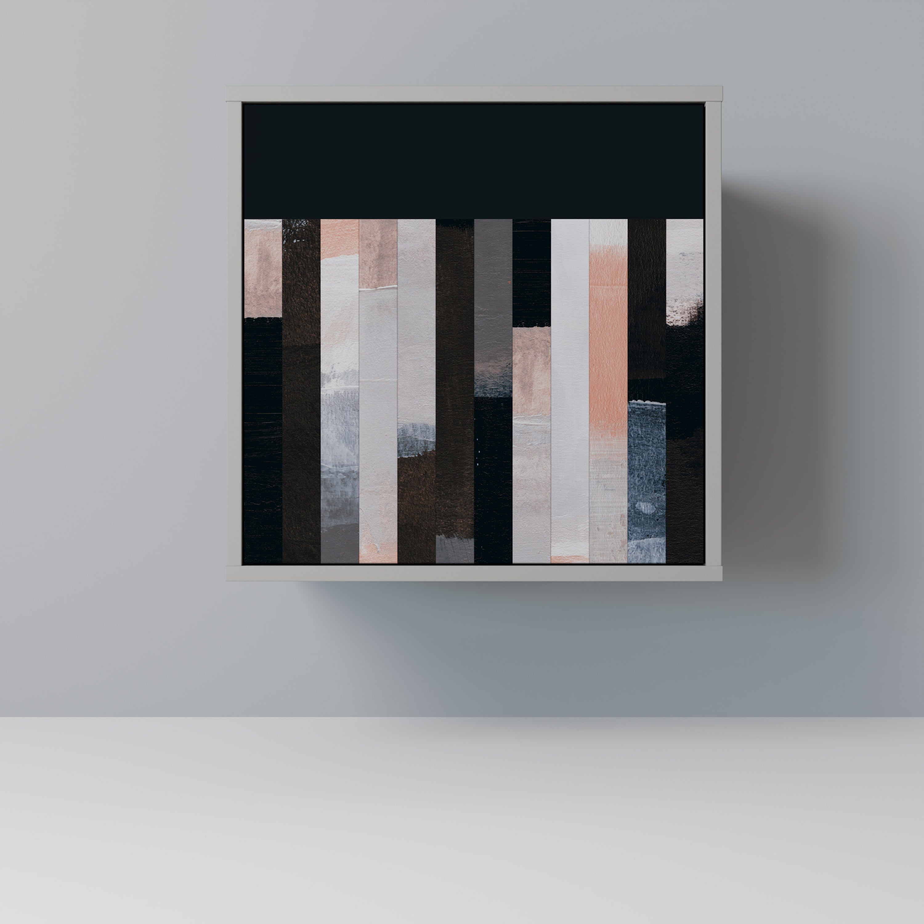 COLLAGE OF RECTANGLES 1-Door Sideboard in Grey Finish