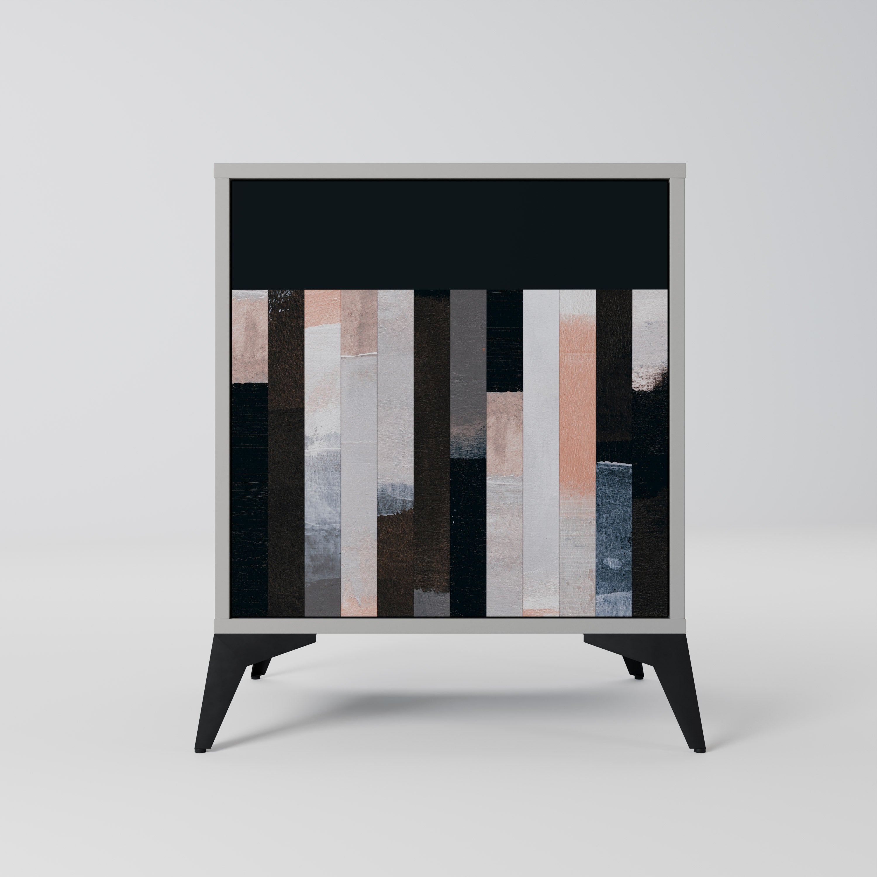 COLLAGE OF RECTANGLES 1-Door Sideboard in Grey Finish