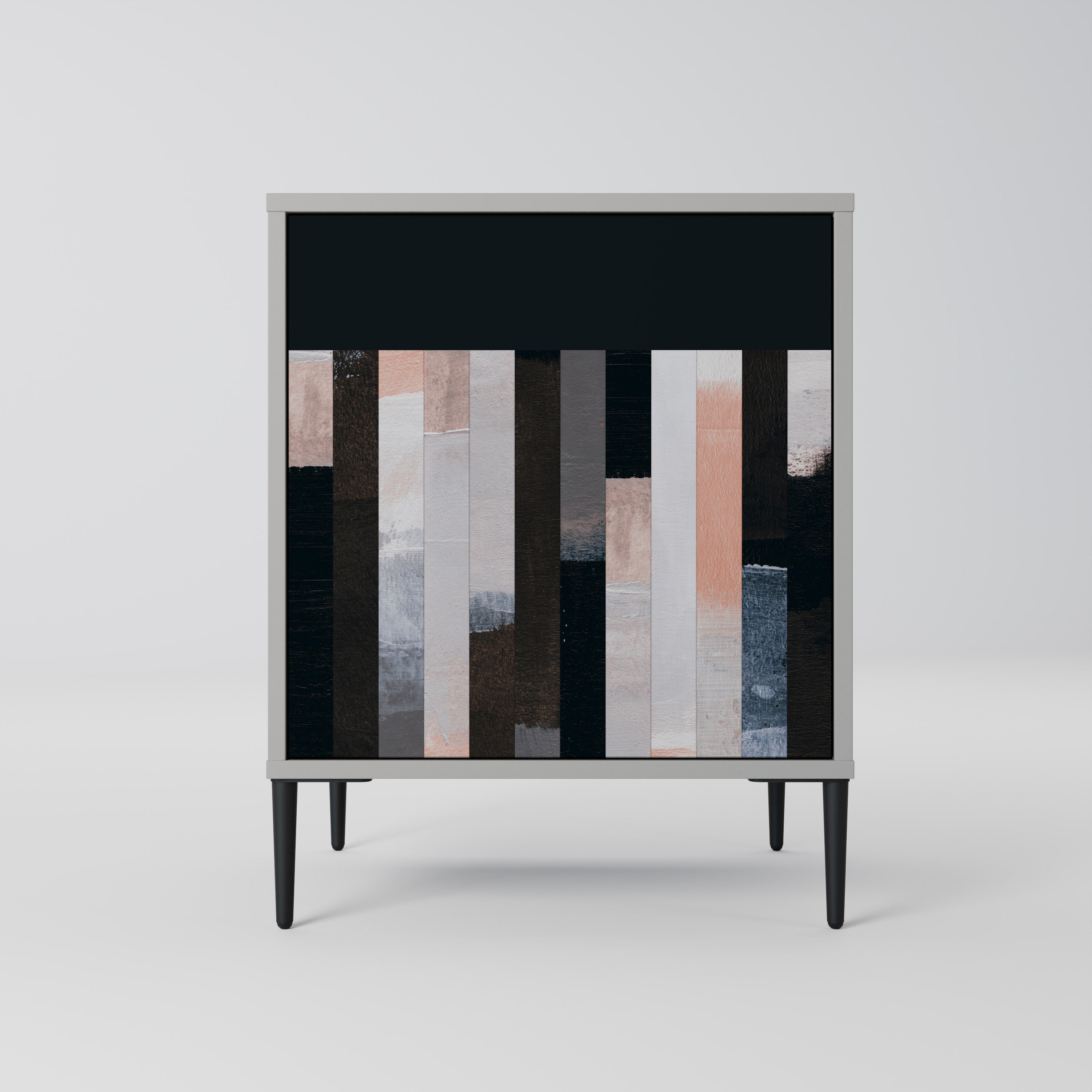 COLLAGE OF RECTANGLES 1-Door Sideboard in Grey Finish