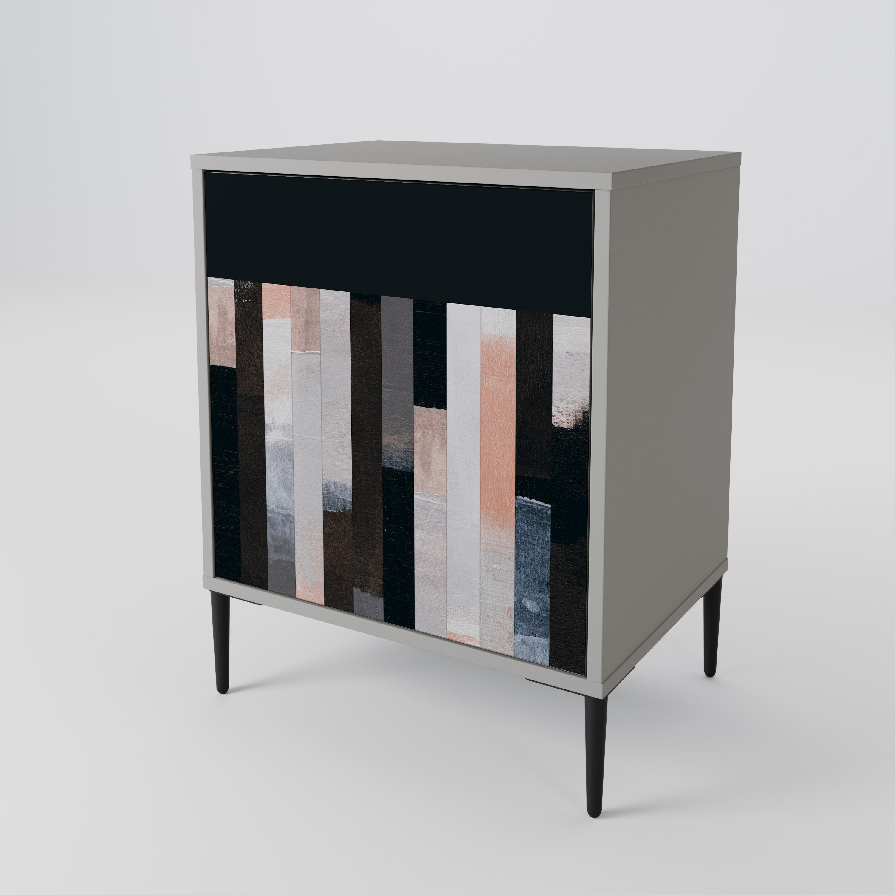 COLLAGE OF RECTANGLES 1-Door Sideboard in Grey Finish